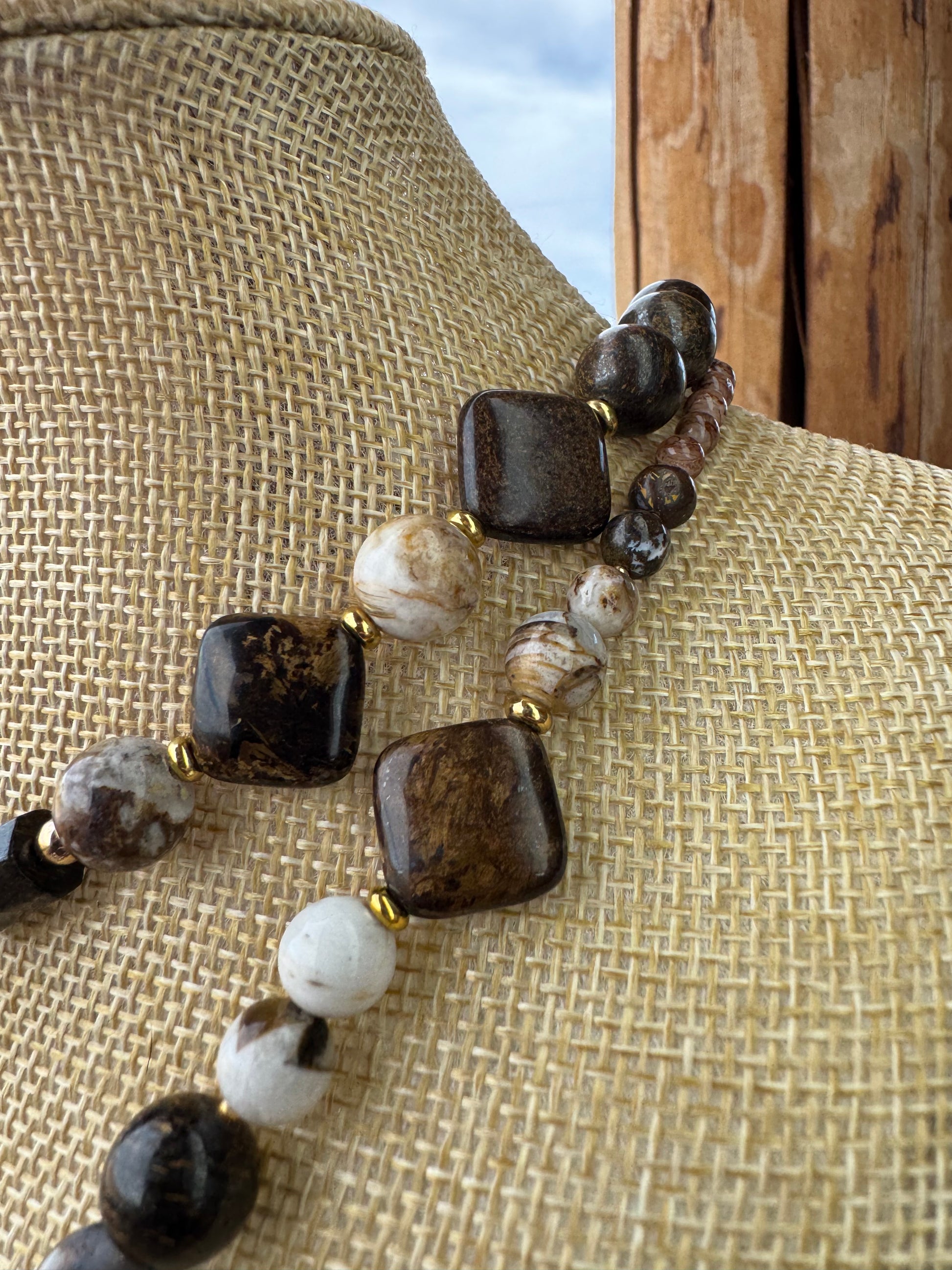 Coffee Jasper + Bronzite Signature Wrap Necklace