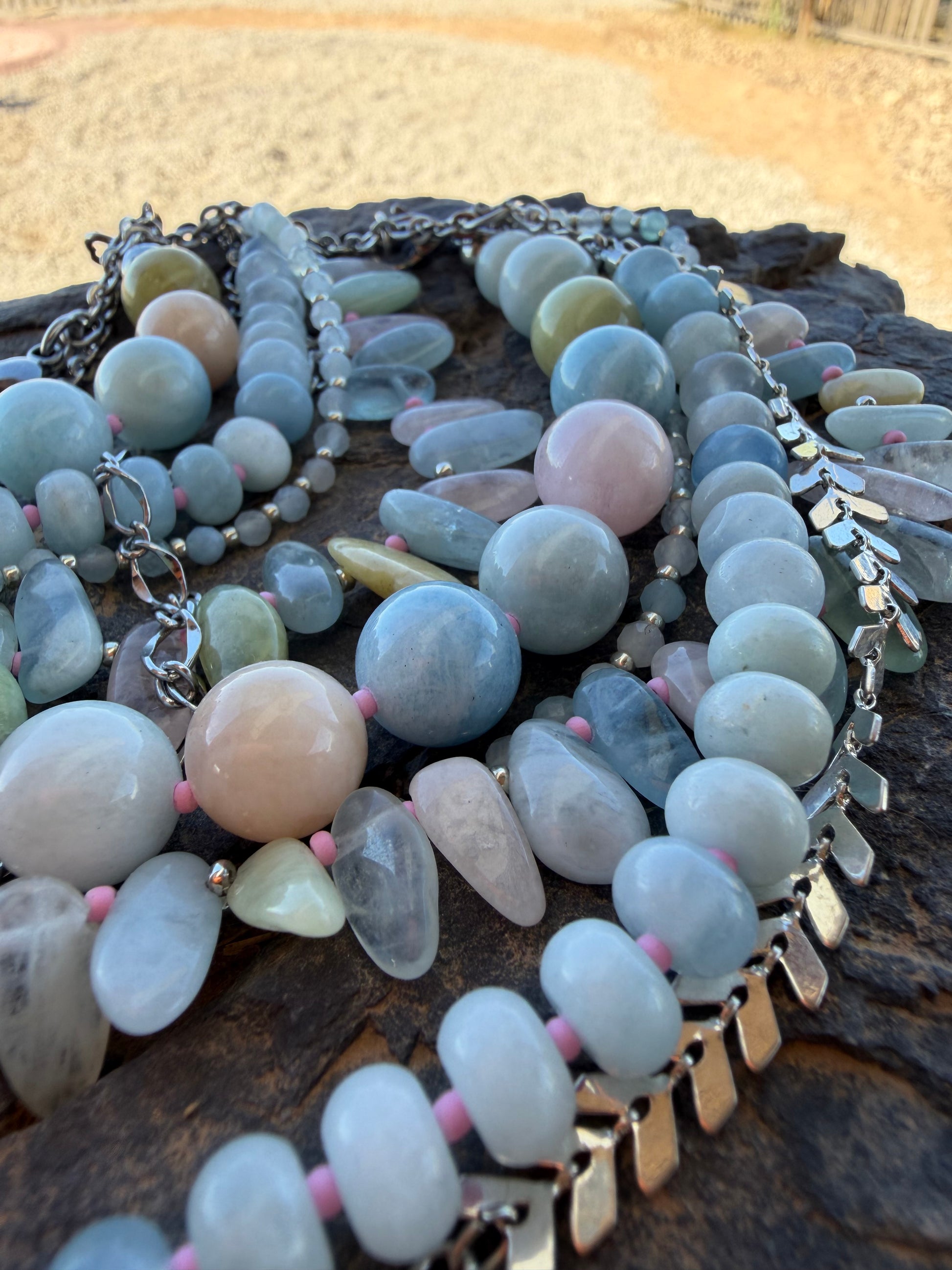 Aquamarine & Morganite Evolve Necklace