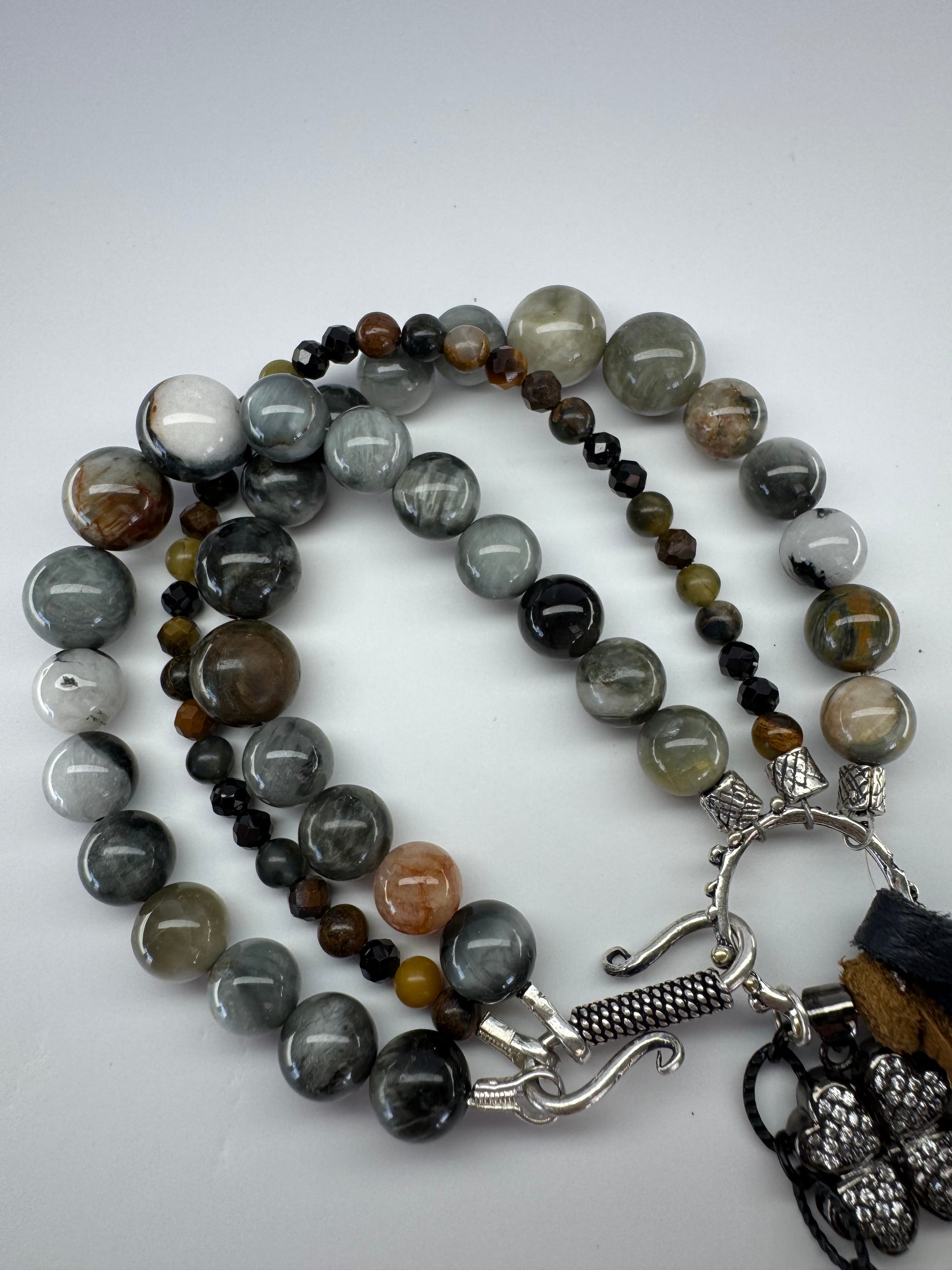 Eagle Eye & Tiger’s Eye Boho Multi Strand Bracelet