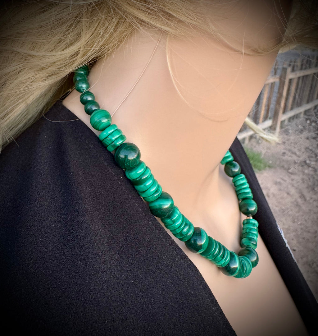 Malachite Necklace – 17” with 3.25” Gold-Plated Extender