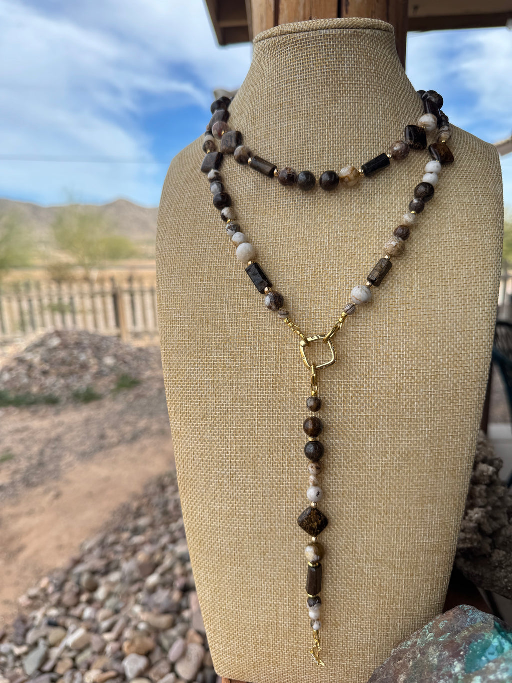 Coffee Jasper + Bronzite Signature Wrap Necklace
