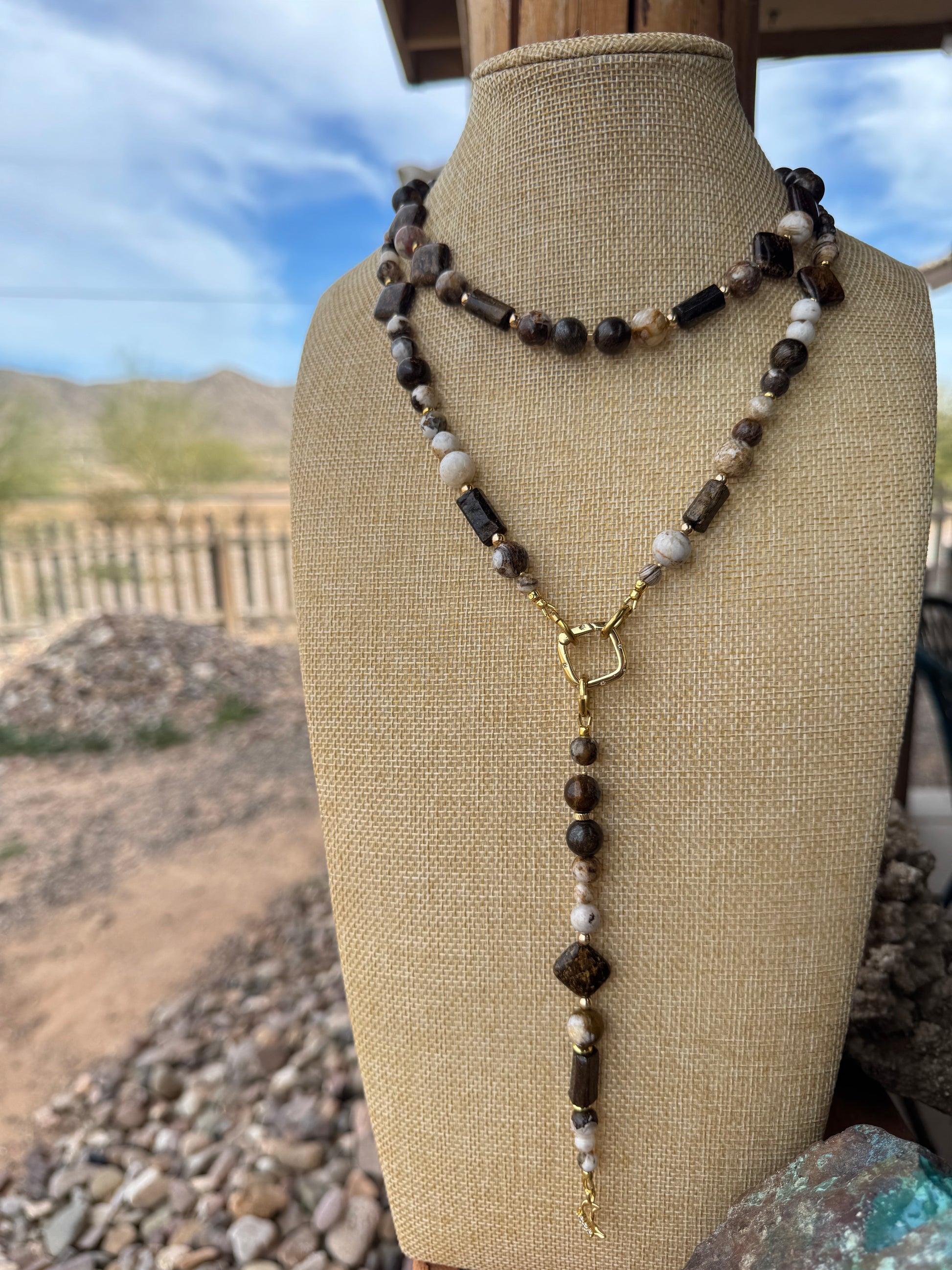 Coffee Jasper + Bronzite Signature Wrap Necklace