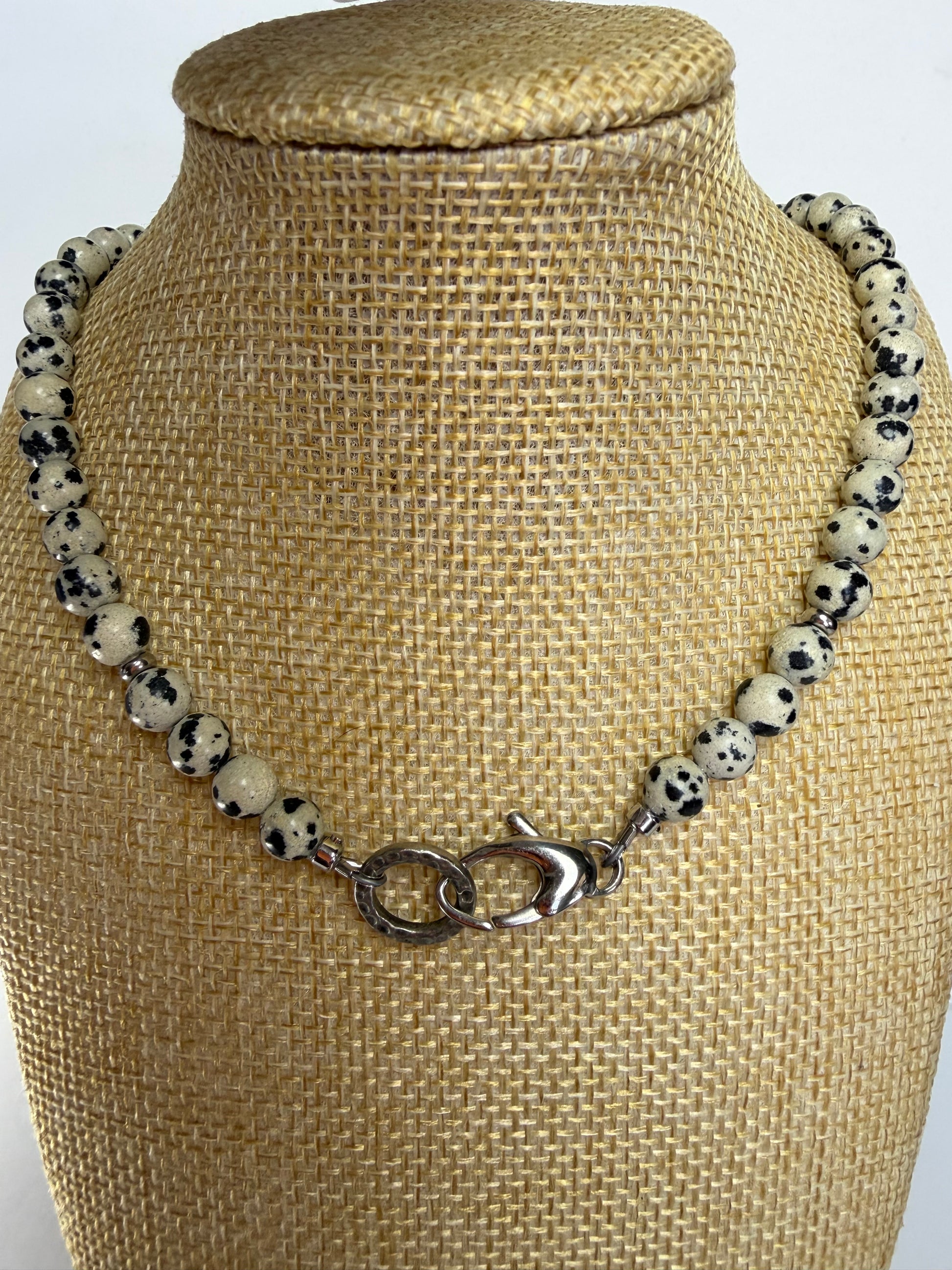 Dalmatian Jasper Necklace with Lava Stone