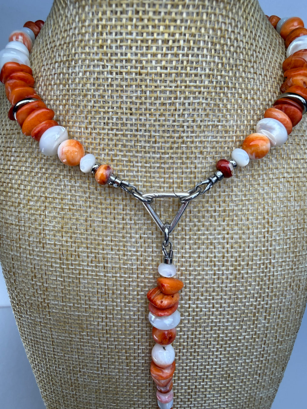 Baja Spiny Oyster & Mother of Pearl Necklace