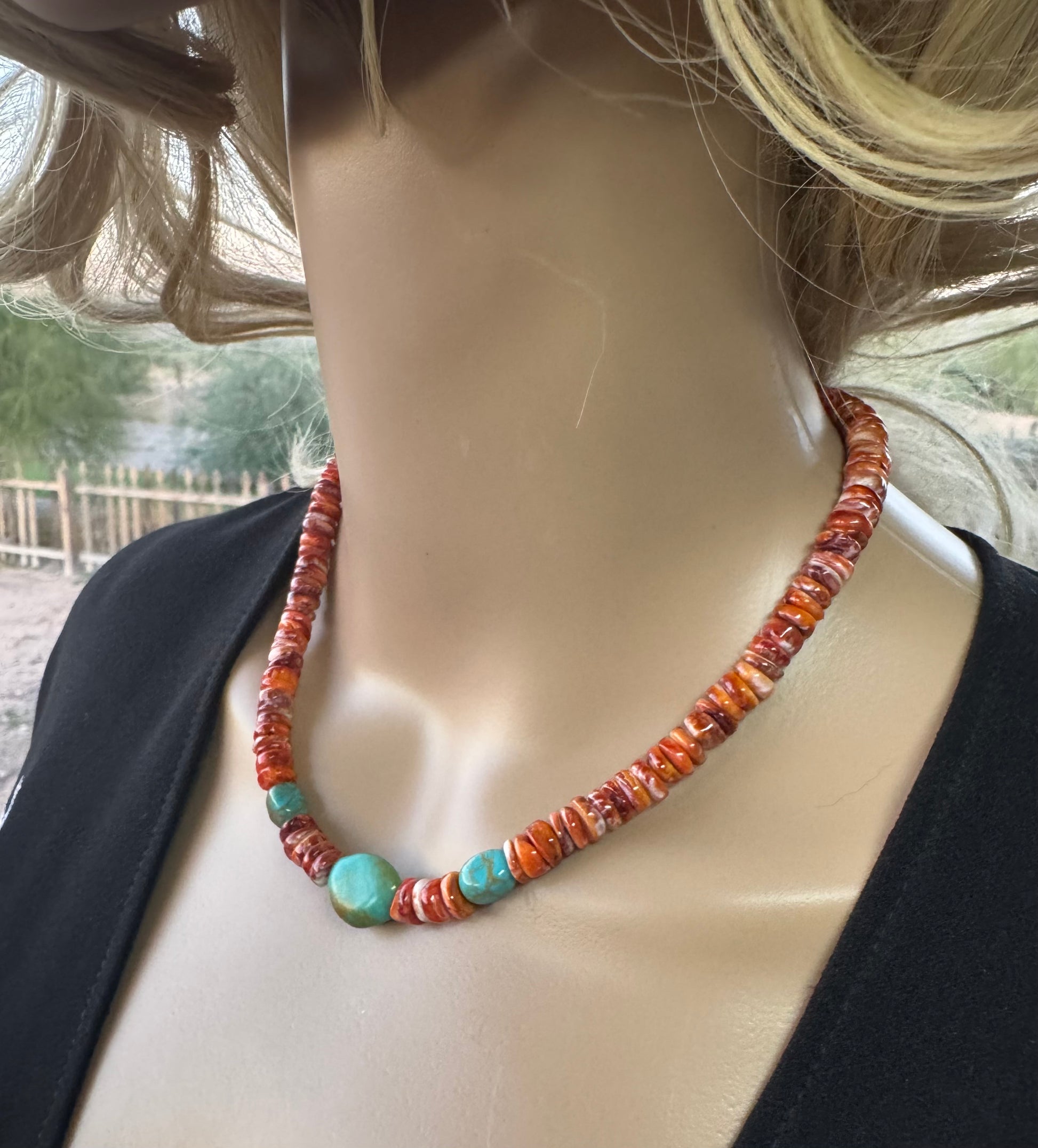 Spiny Oyster & Kingman Turquoise Necklace