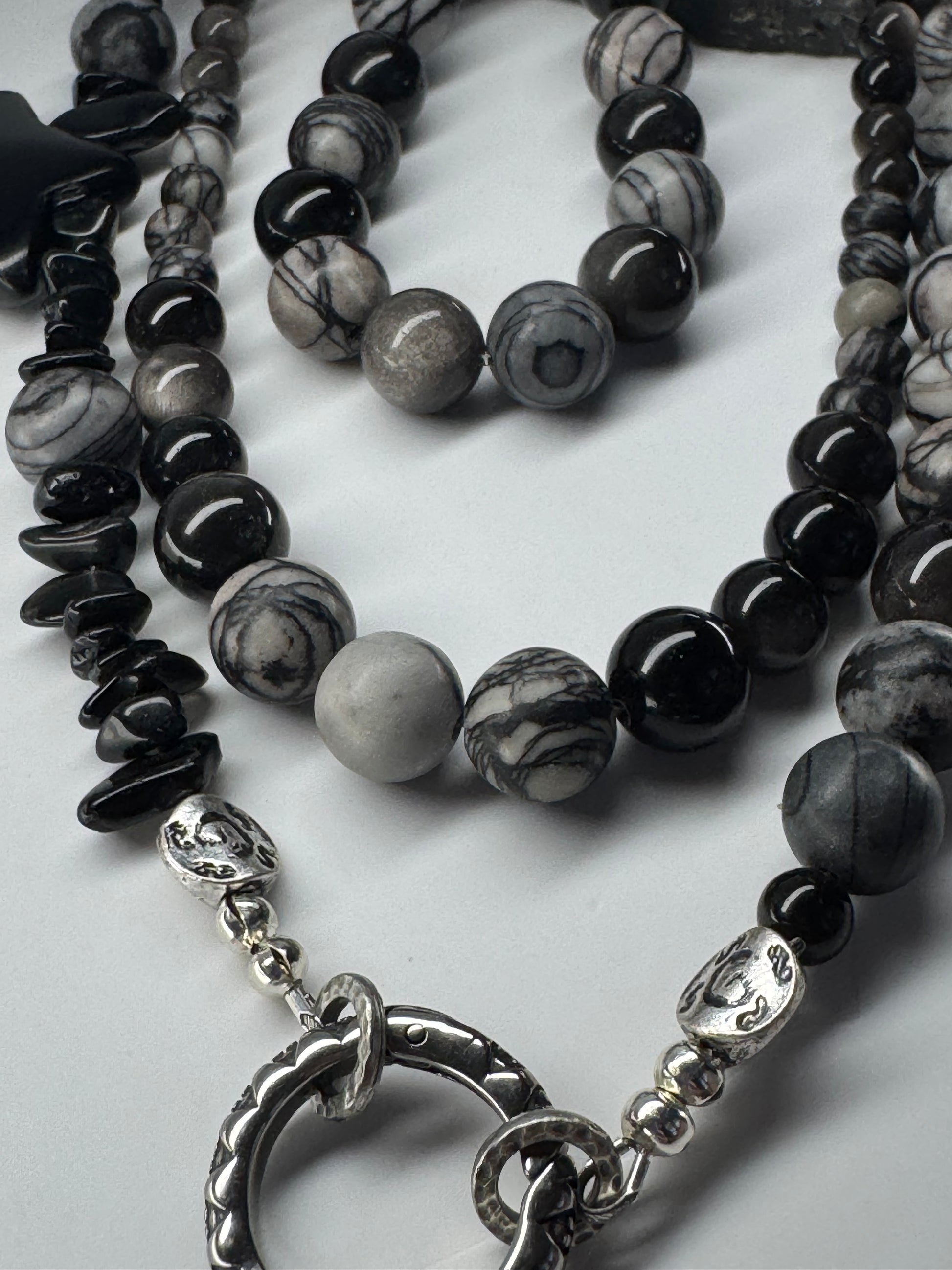 Spiderweb Jasper, Silver Sheen Obsidian - FREE BRACELET