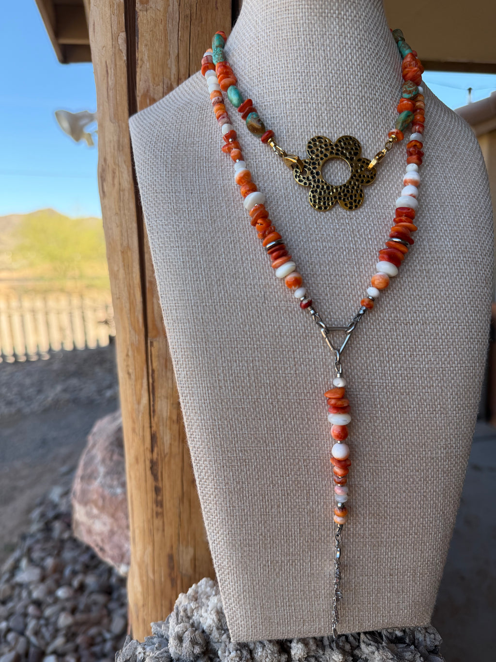 Baja Spiny Oyster & Mother of Pearl Necklace