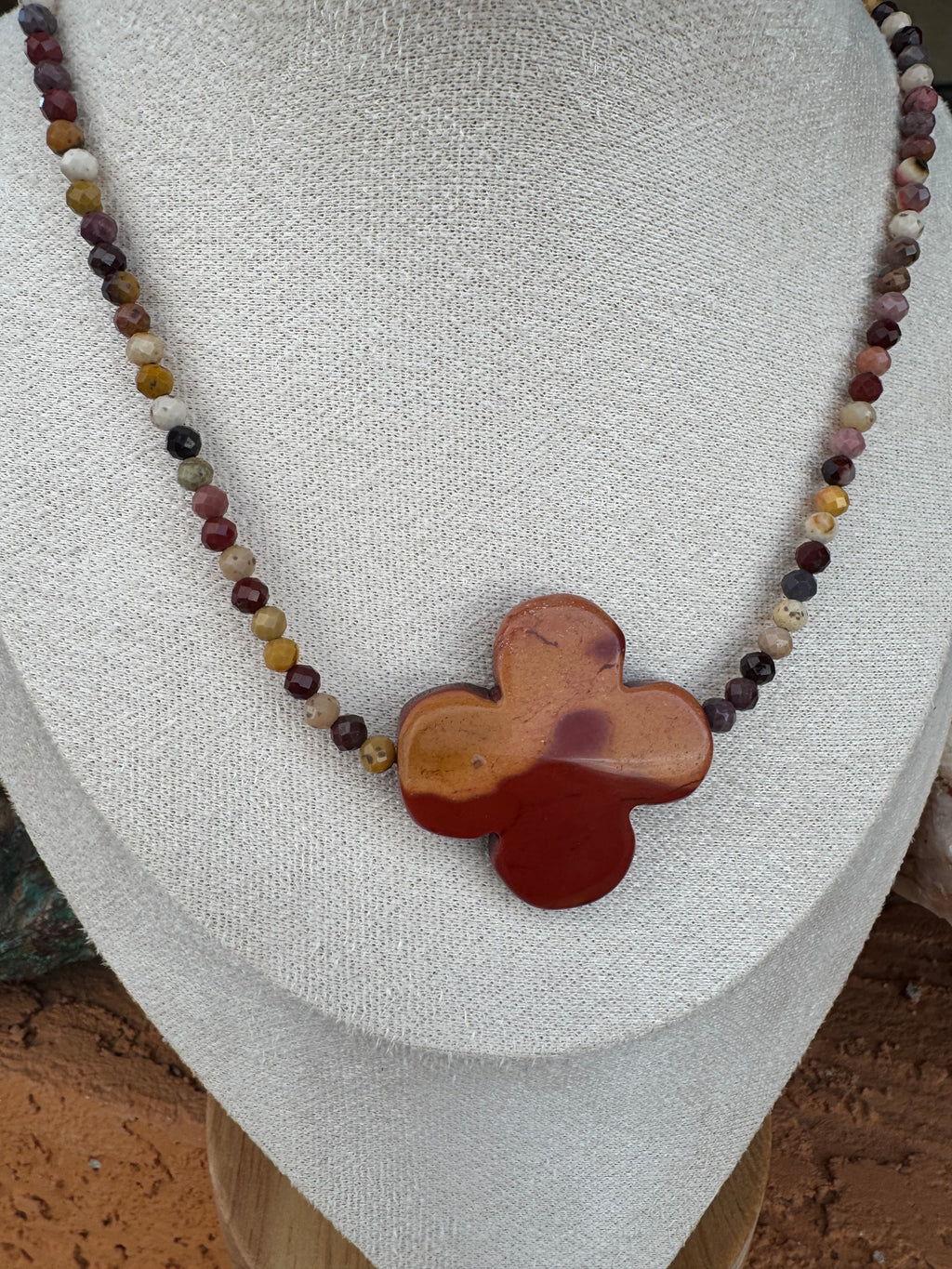 Natural Mookaite Clover Necklace