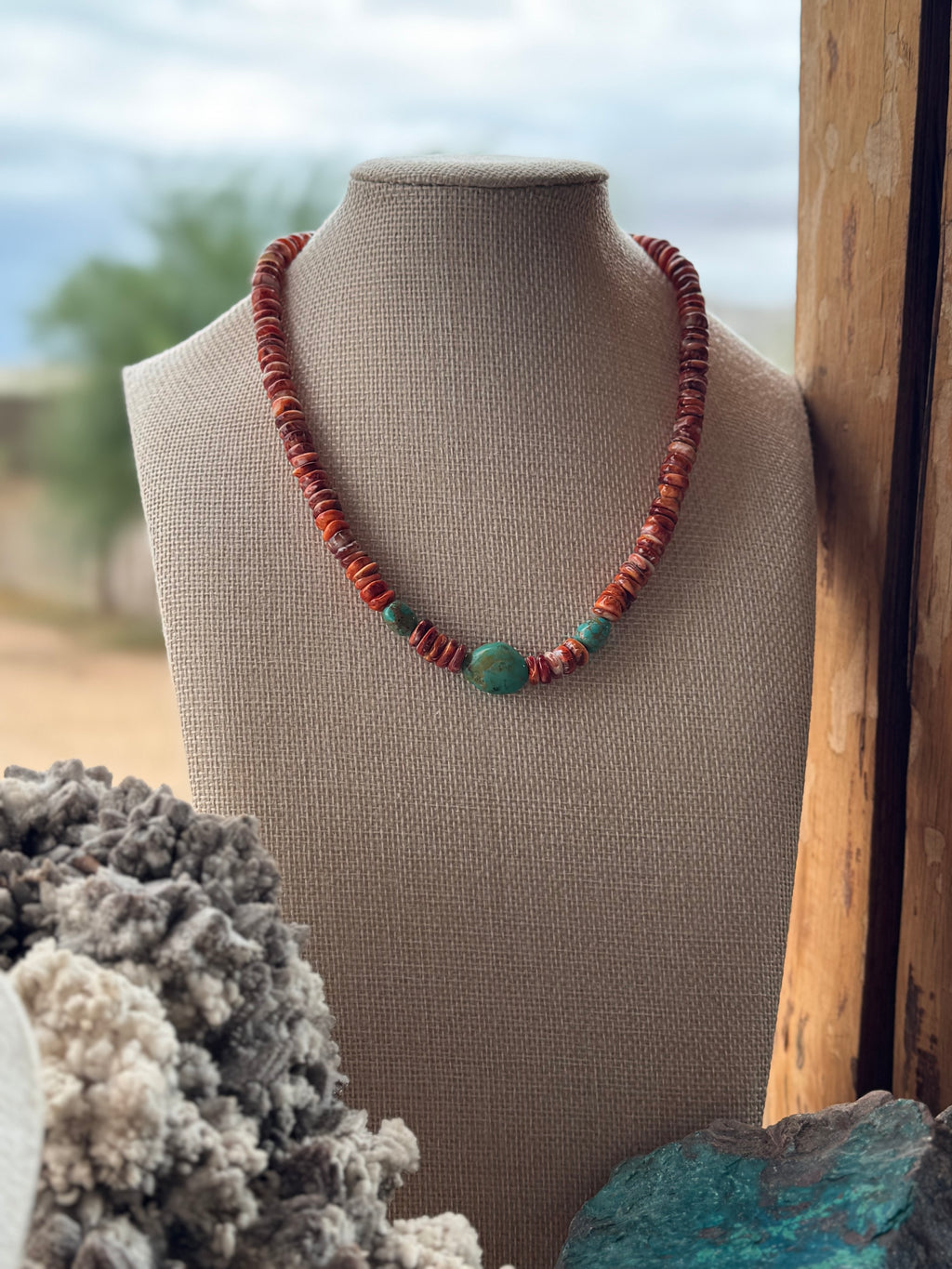 Spiny Oyster & Kingman Turquoise Necklace