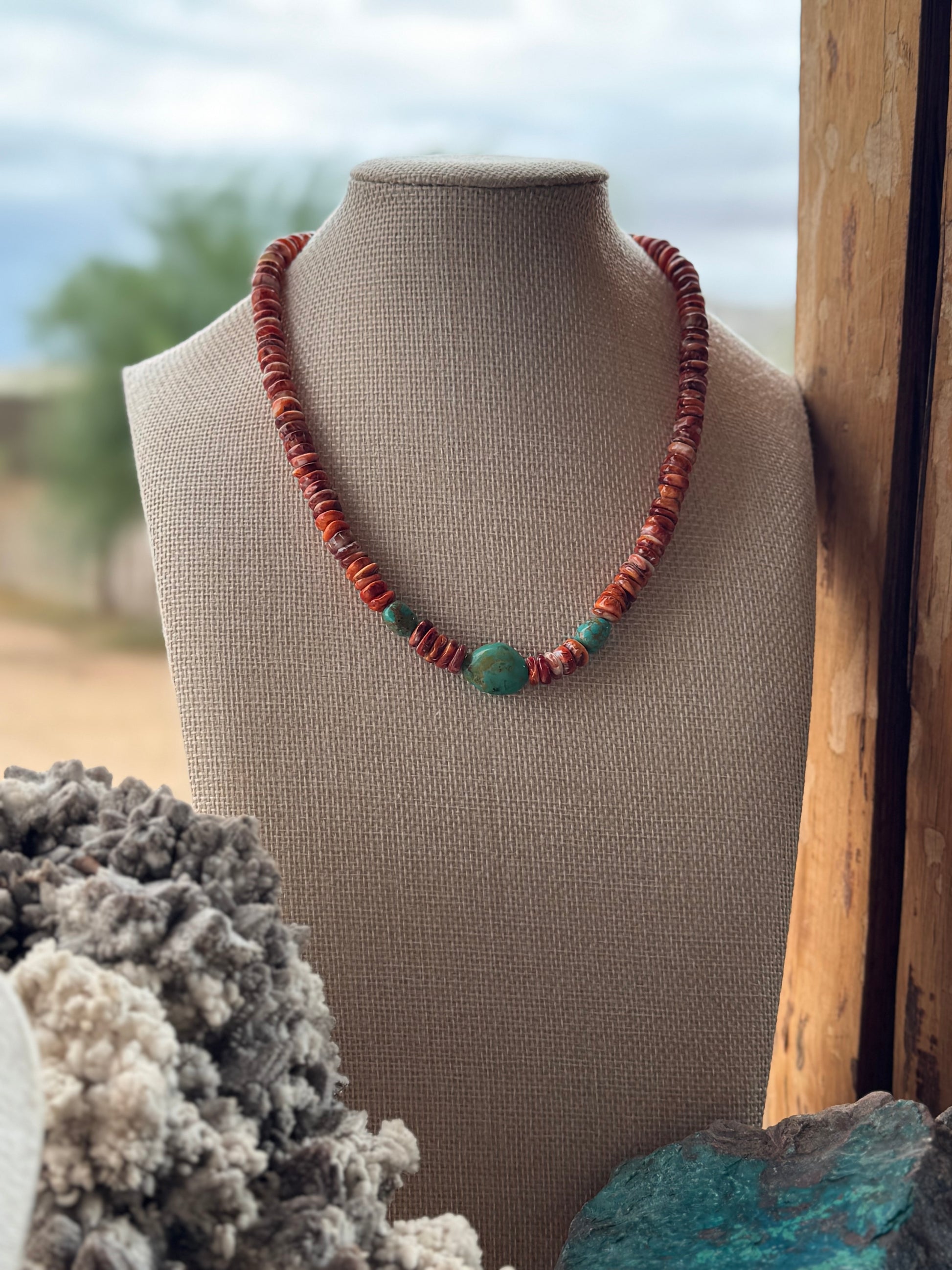 Spiny Oyster & Kingman Turquoise Necklace