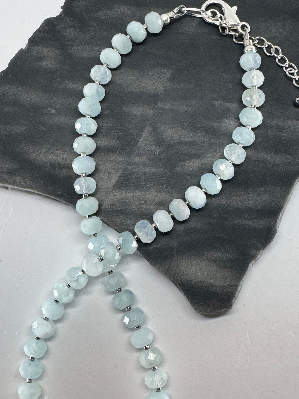 Faceted Aquamarine w/ Seed Beads Necklace
