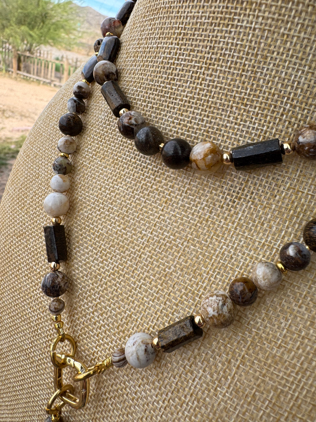 Coffee Jasper + Bronzite Signature Wrap Necklace