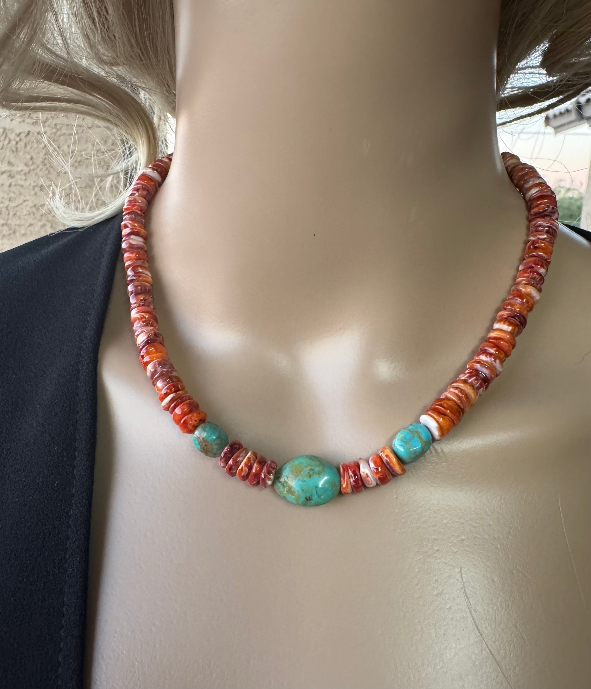 Spiny Oyster & Kingman Turquoise Necklace