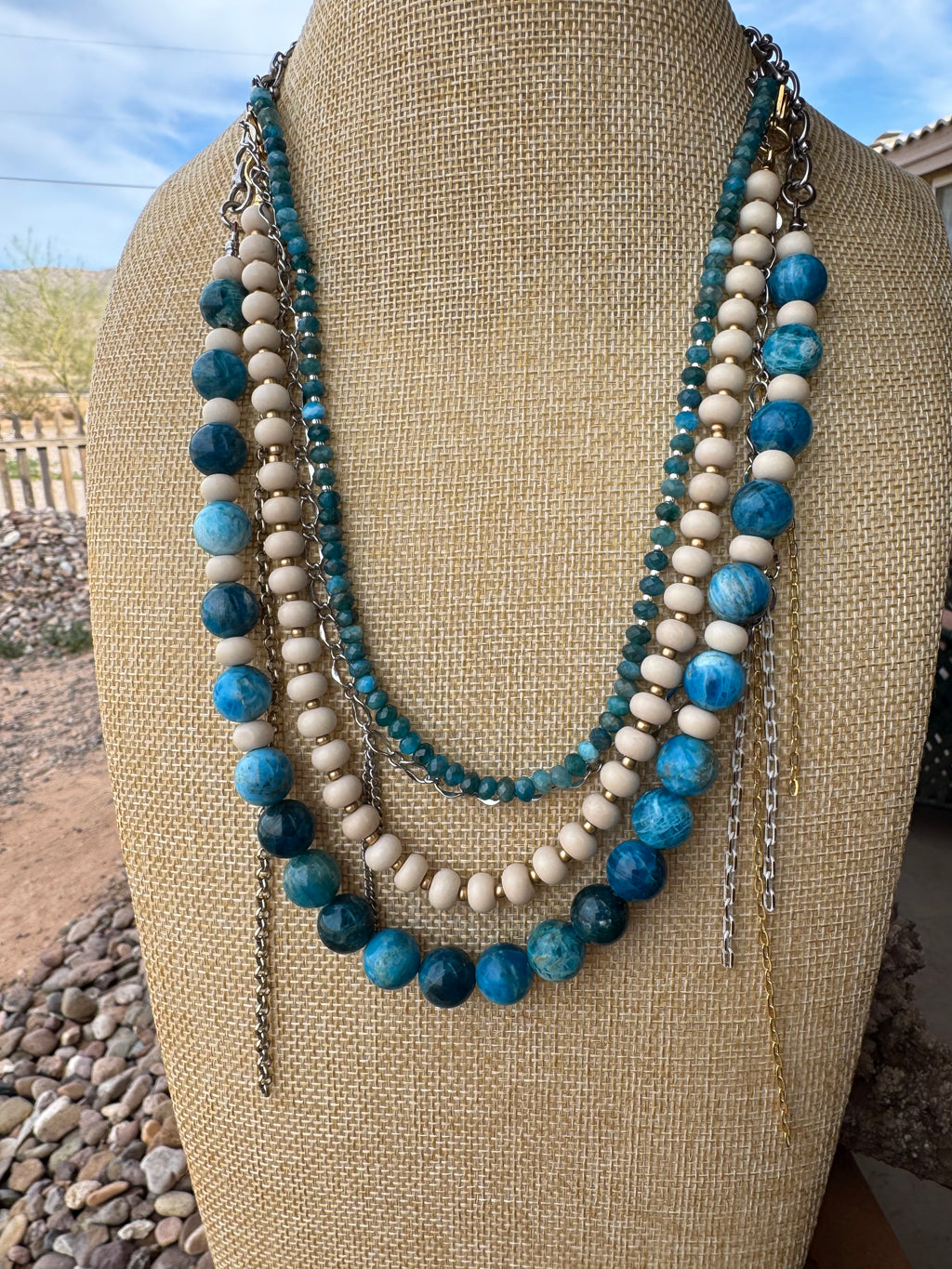 Blue Apatite & Bamboo Coral Evolve Necklace