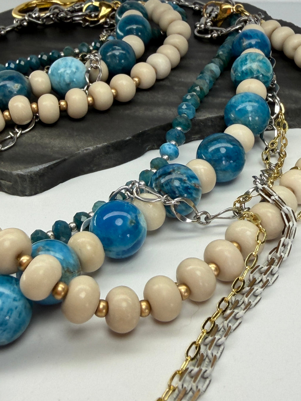 Blue Apatite & Bamboo Coral Evolve Necklace