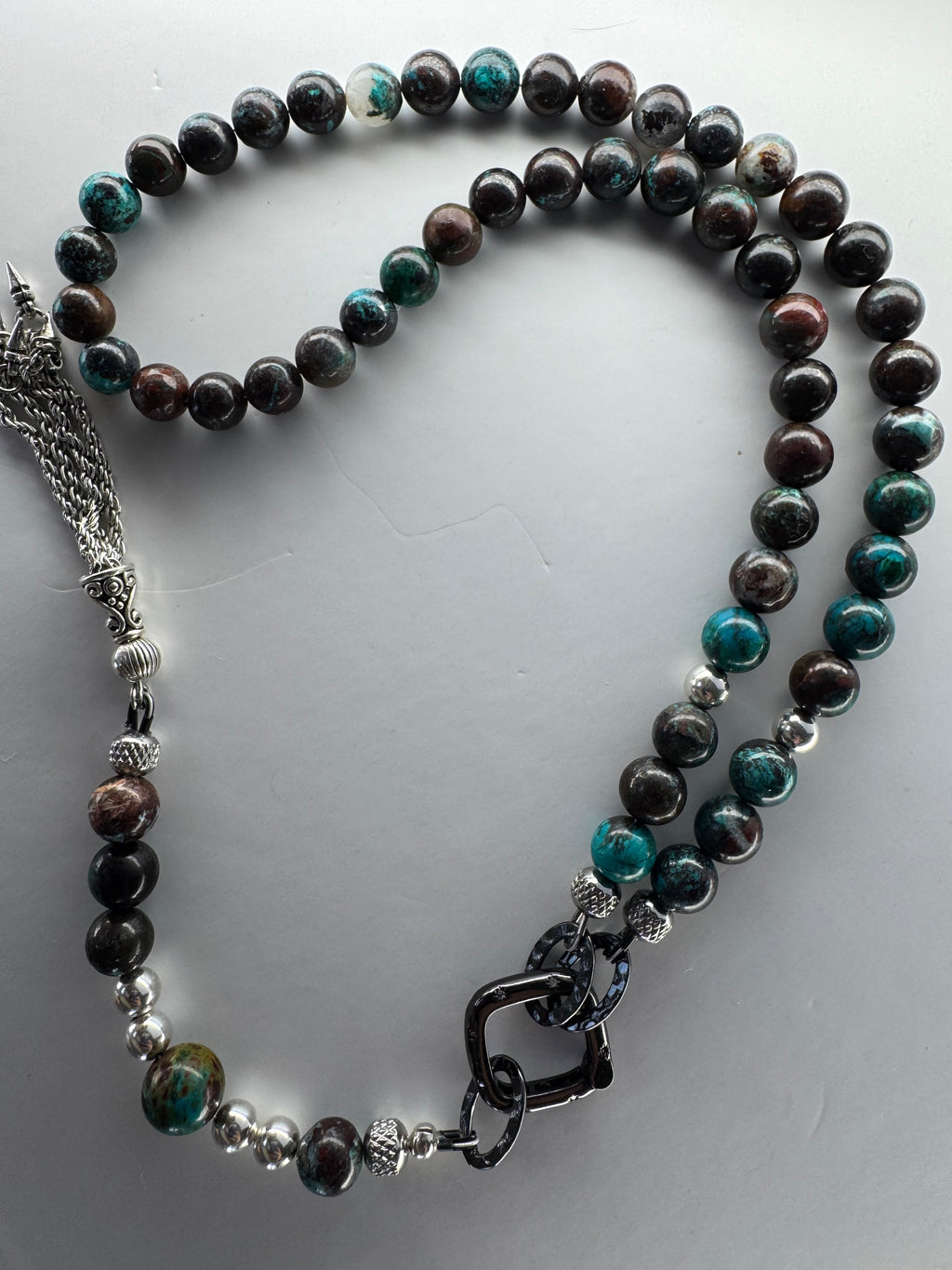 Natural Chrysocolla, Cuprite & Malachite Necklace