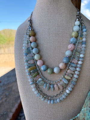 Aquamarine & Morganite Evolve Necklace