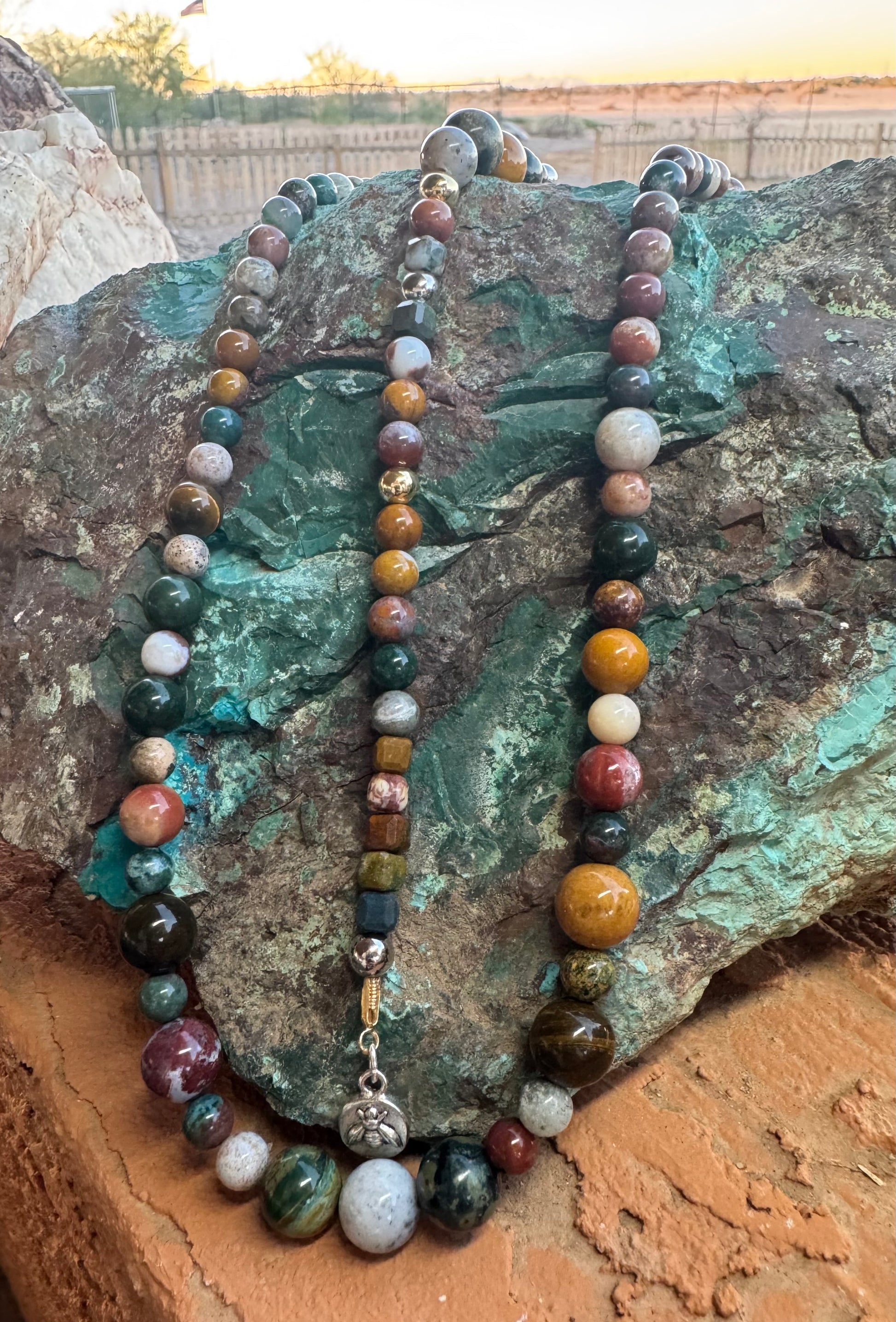 Moe Gems Signature Wrap Necklace – Ocean Jasper