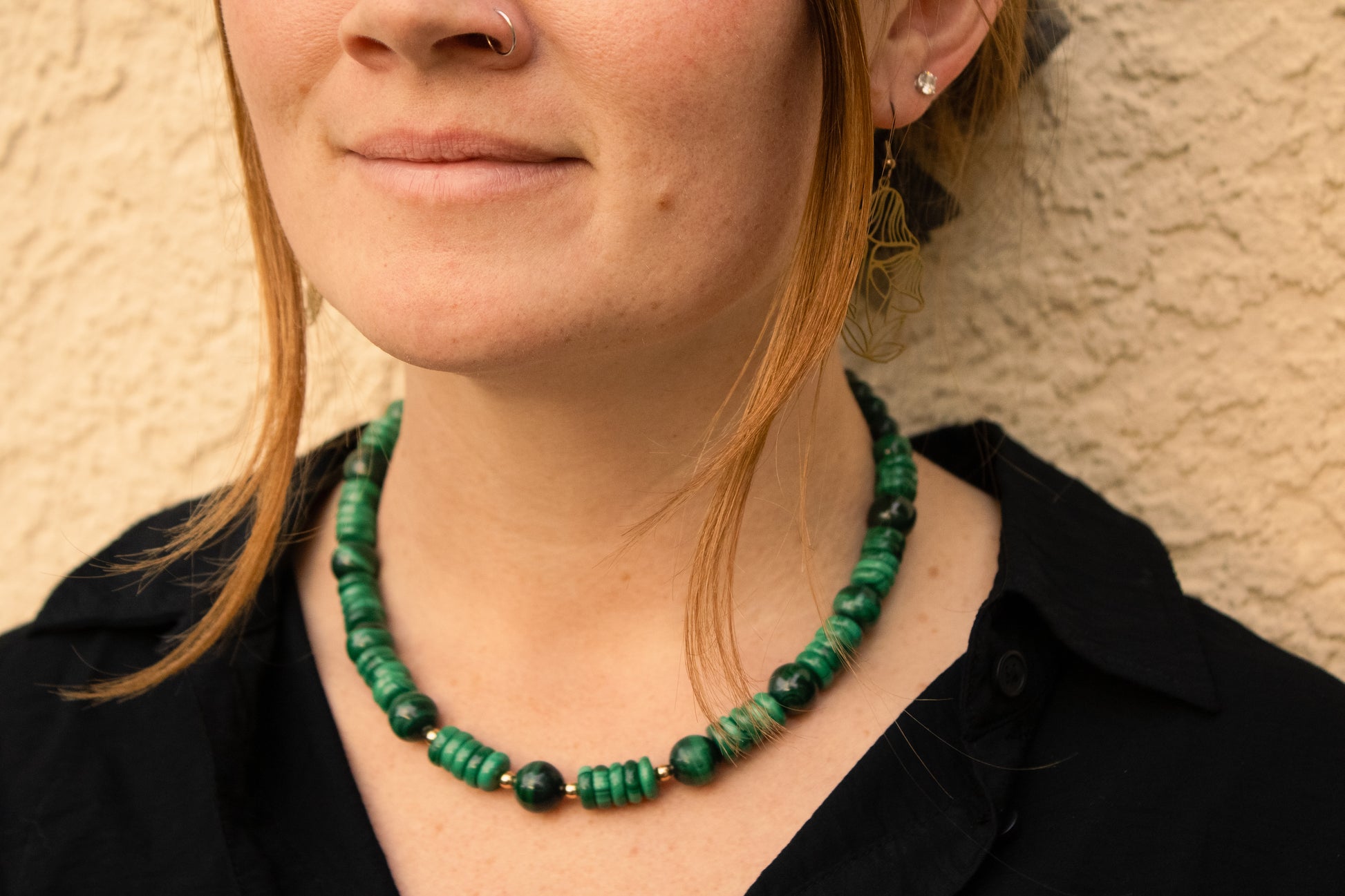 Malachite Necklace – 17” with 3.25” Gold-Plated Extender