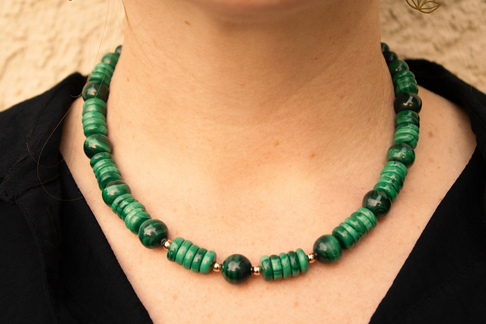 Malachite Necklace – 17” with 3.25” Gold-Plated Extender