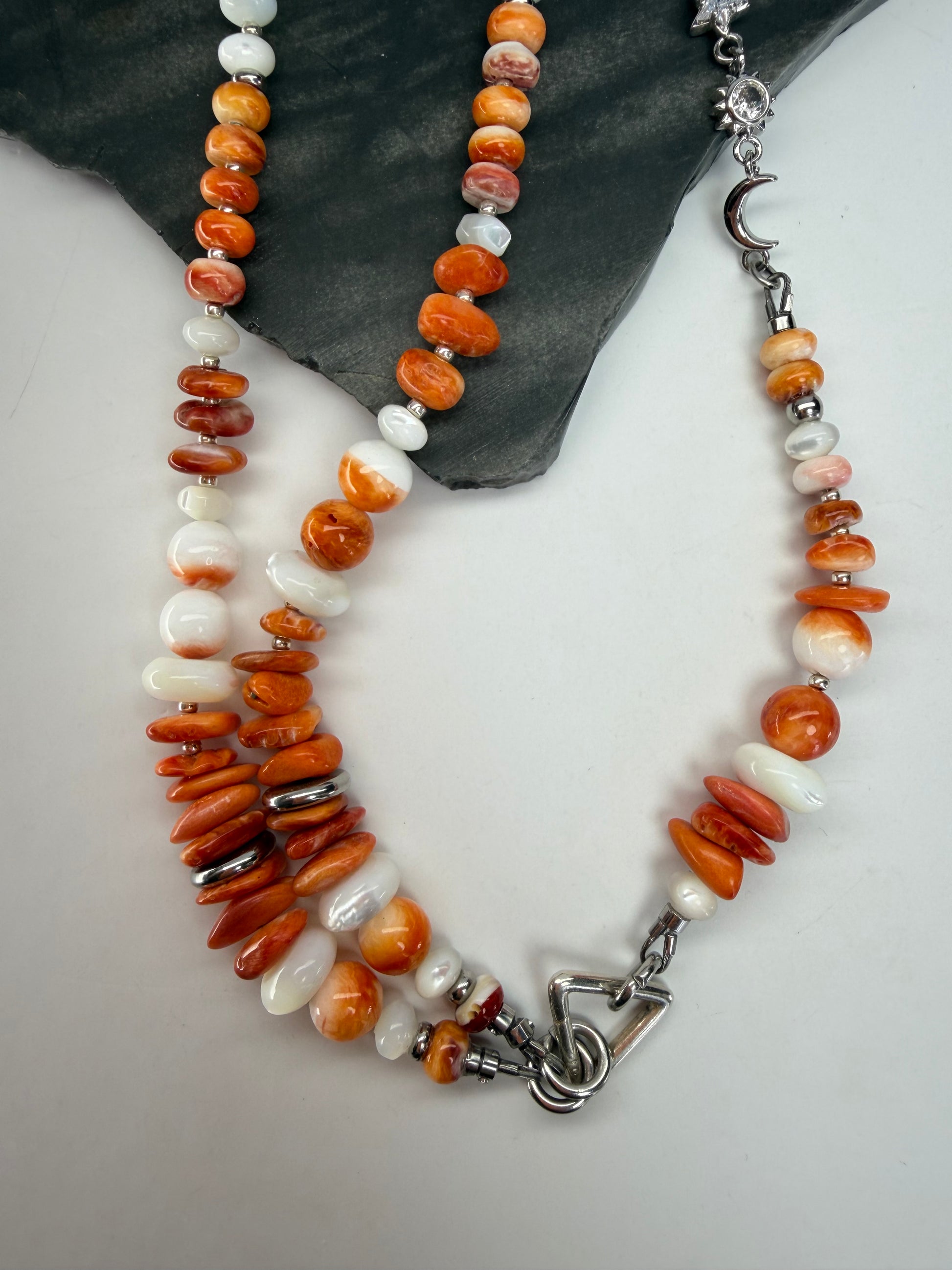 Baja Spiny Oyster & Mother of Pearl Necklace