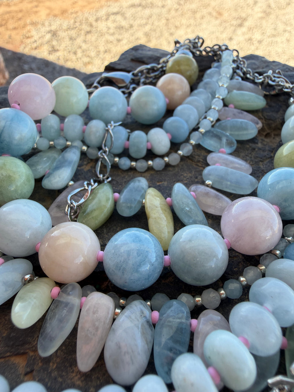 Aquamarine & Morganite Evolve Necklace