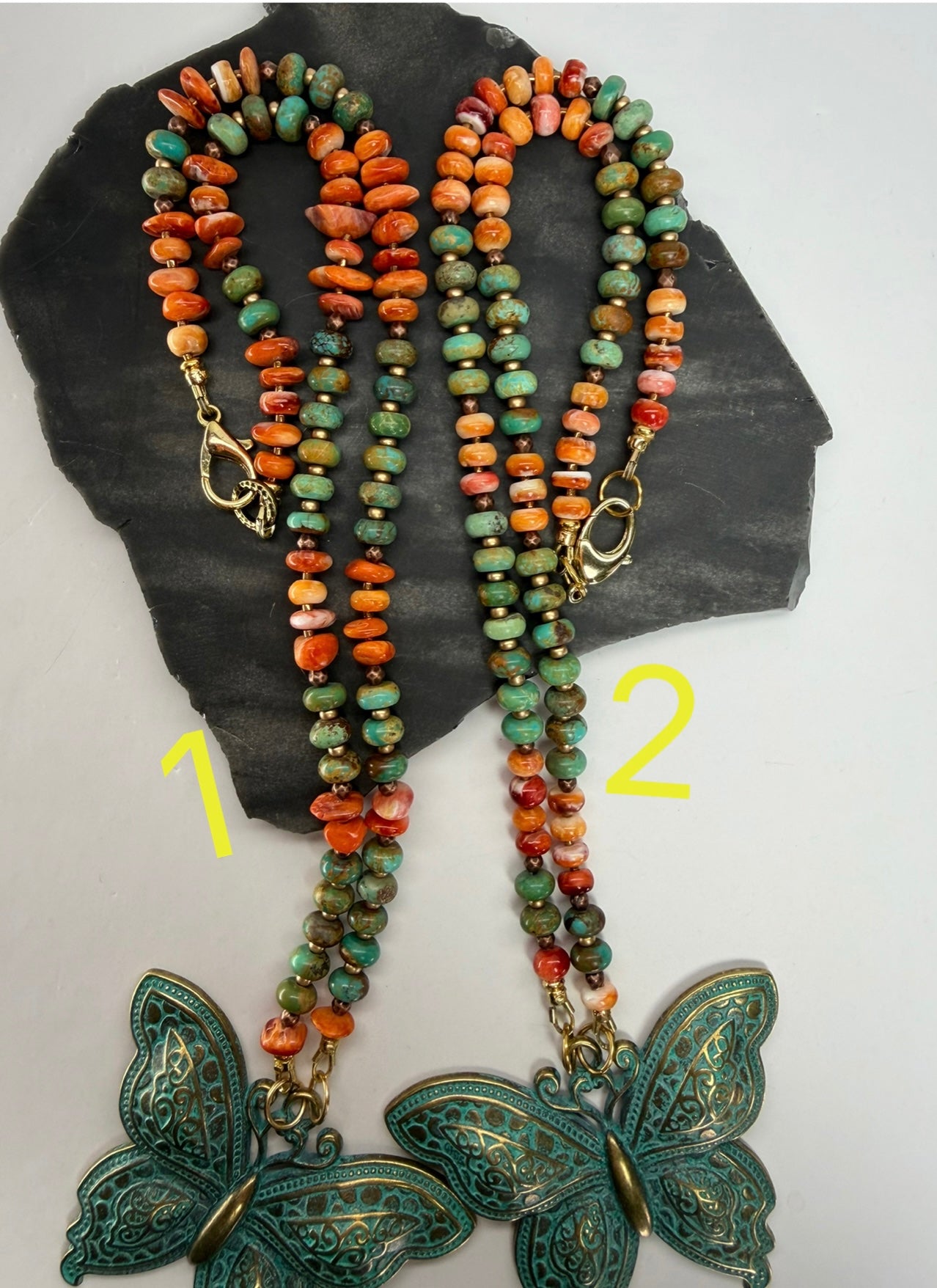 Kingman Turquoise & Spiny Oyster Necklace