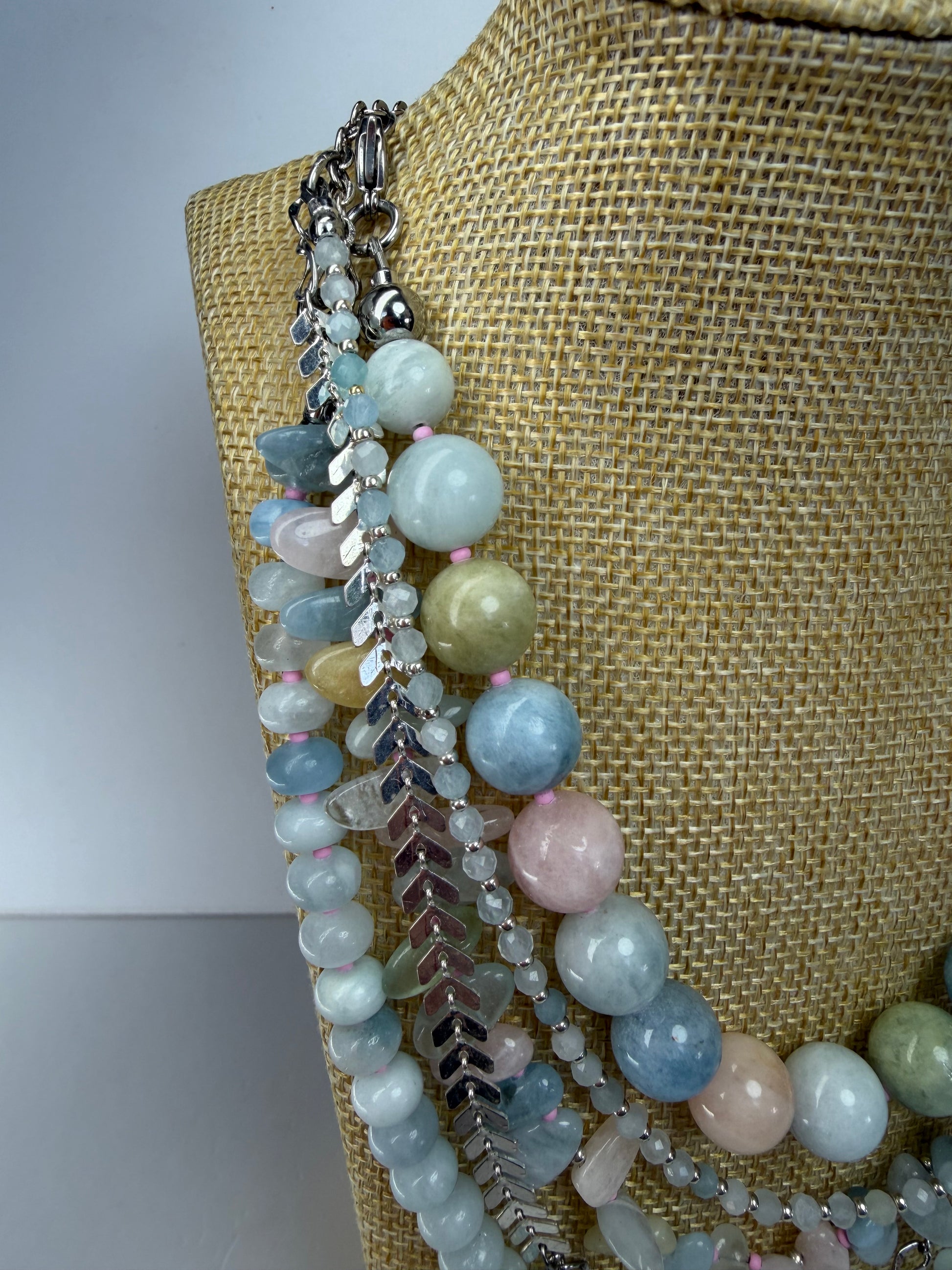 Aquamarine & Morganite Evolve Necklace