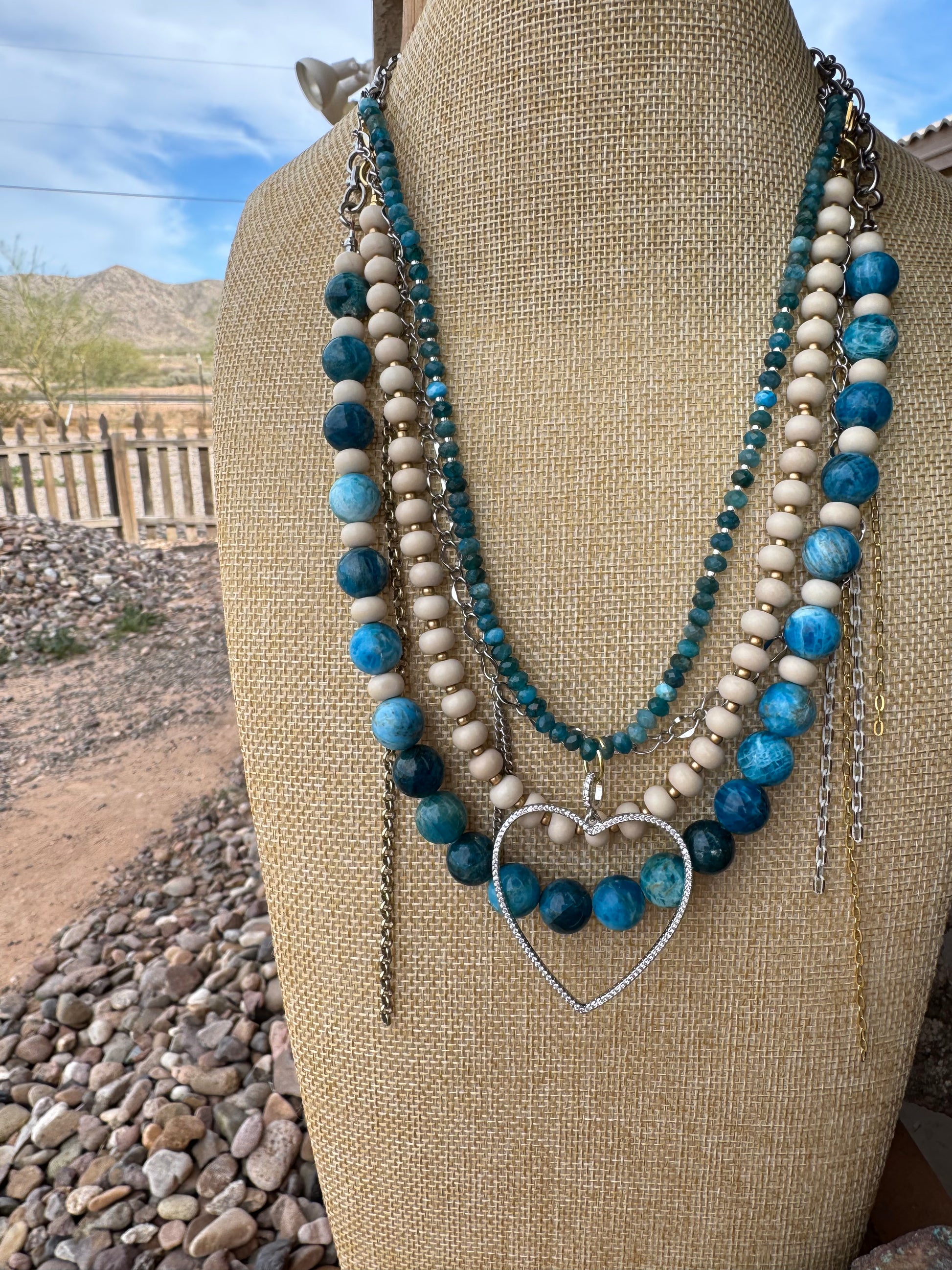 Blue Apatite & Bamboo Coral Evolve Necklace