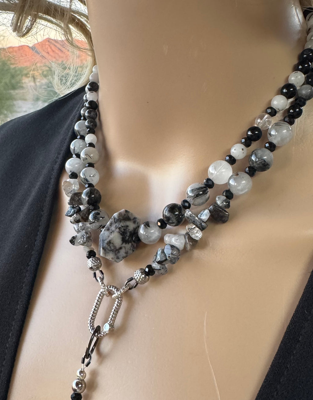 Tourmalinated Quartz, Black Tourmaline & Dendritic Agate