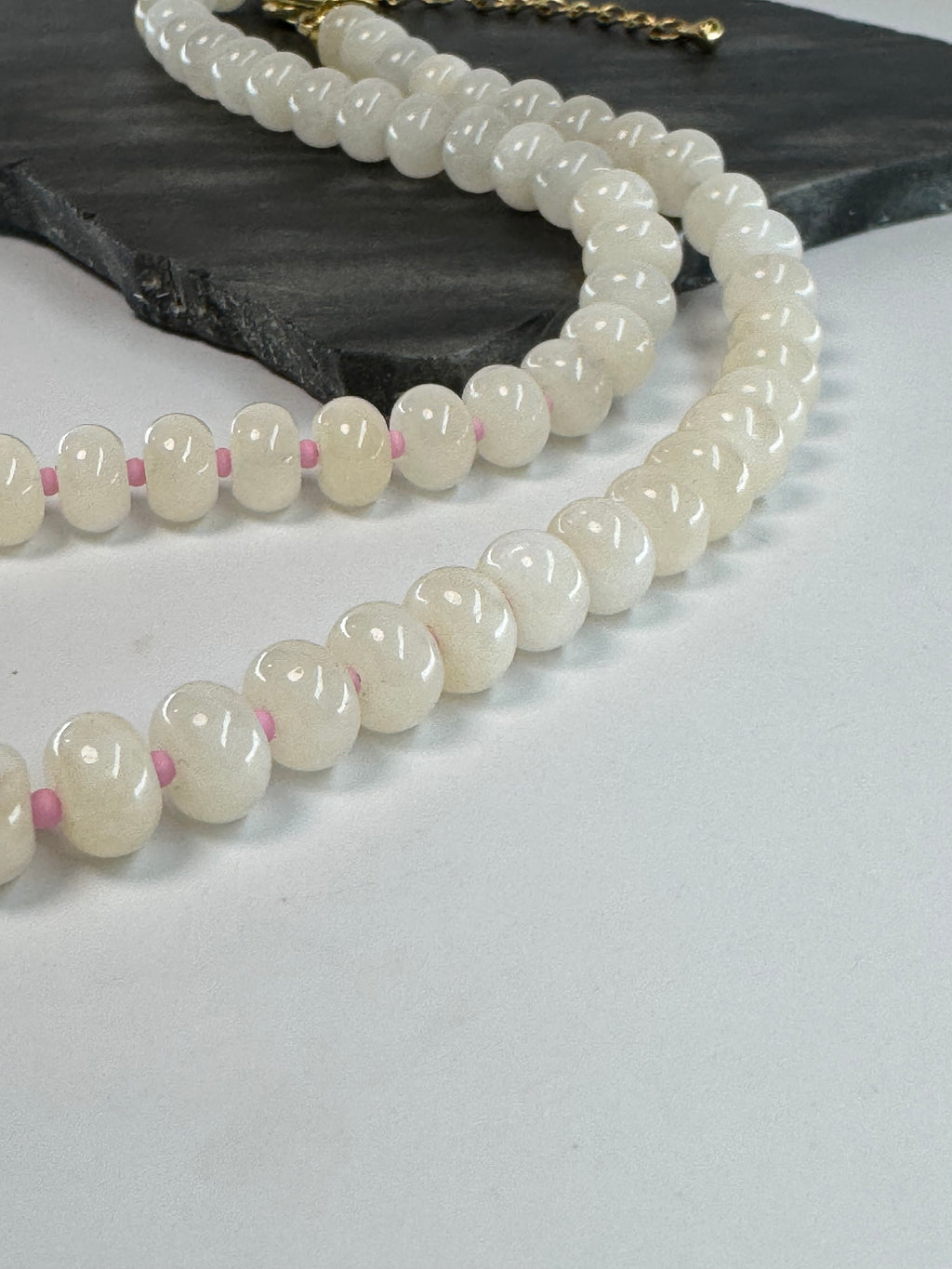White Jade Rondel Necklace