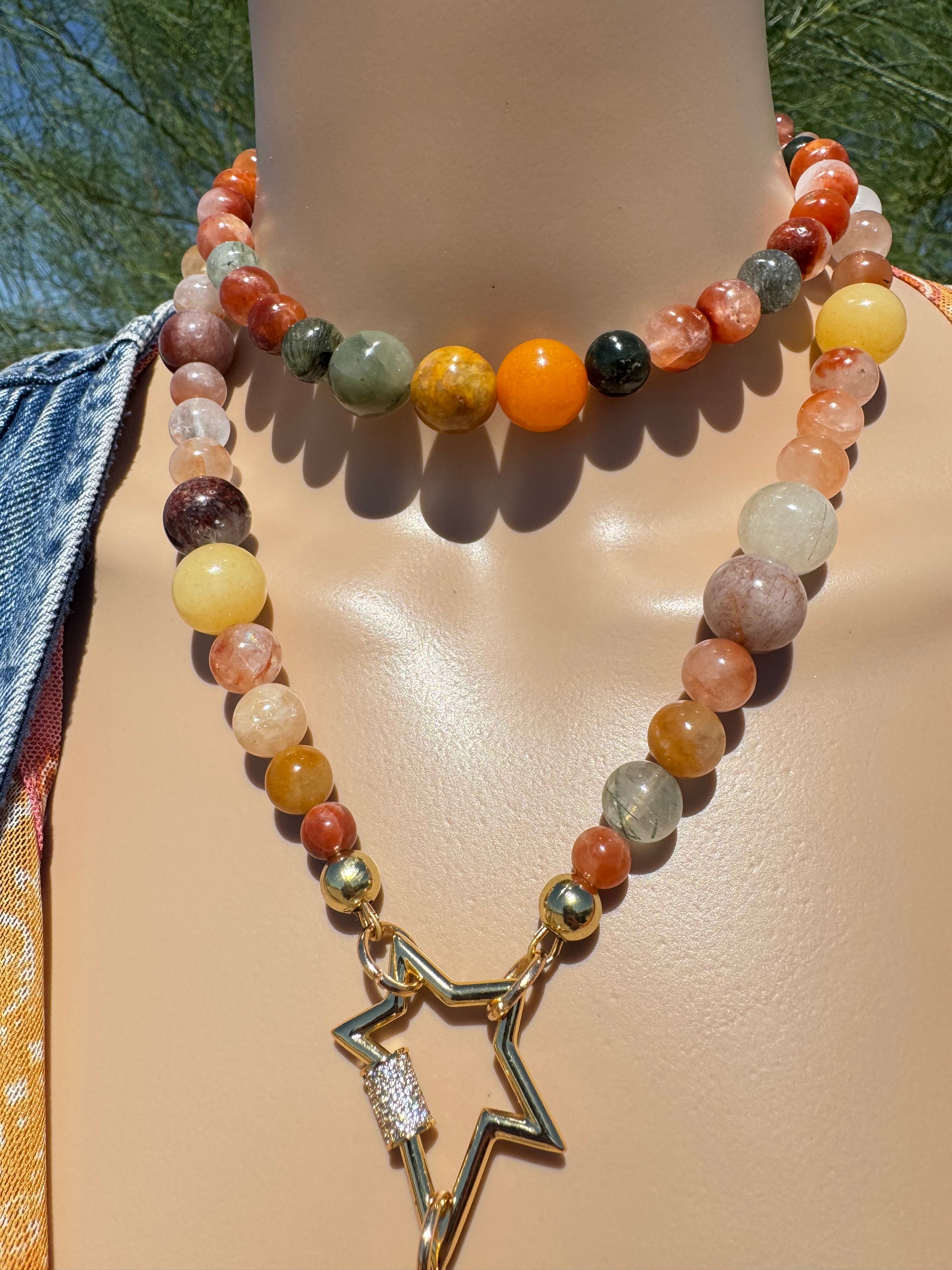 Fukurokuju Lucky Rutilated Quartz Necklace Lariat