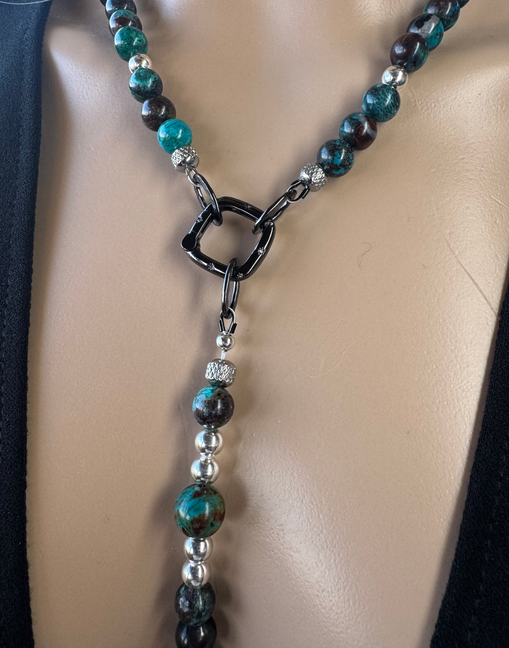 Natural Chrysocolla, Cuprite & Malachite Necklace