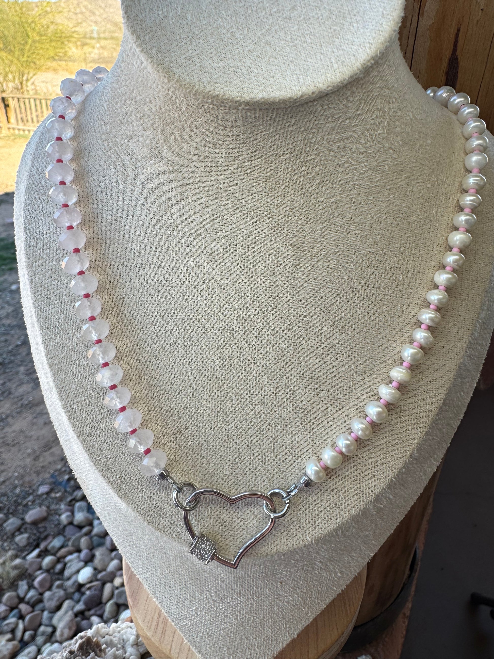 Rose Quartz and Freshwater Pearl Necklace