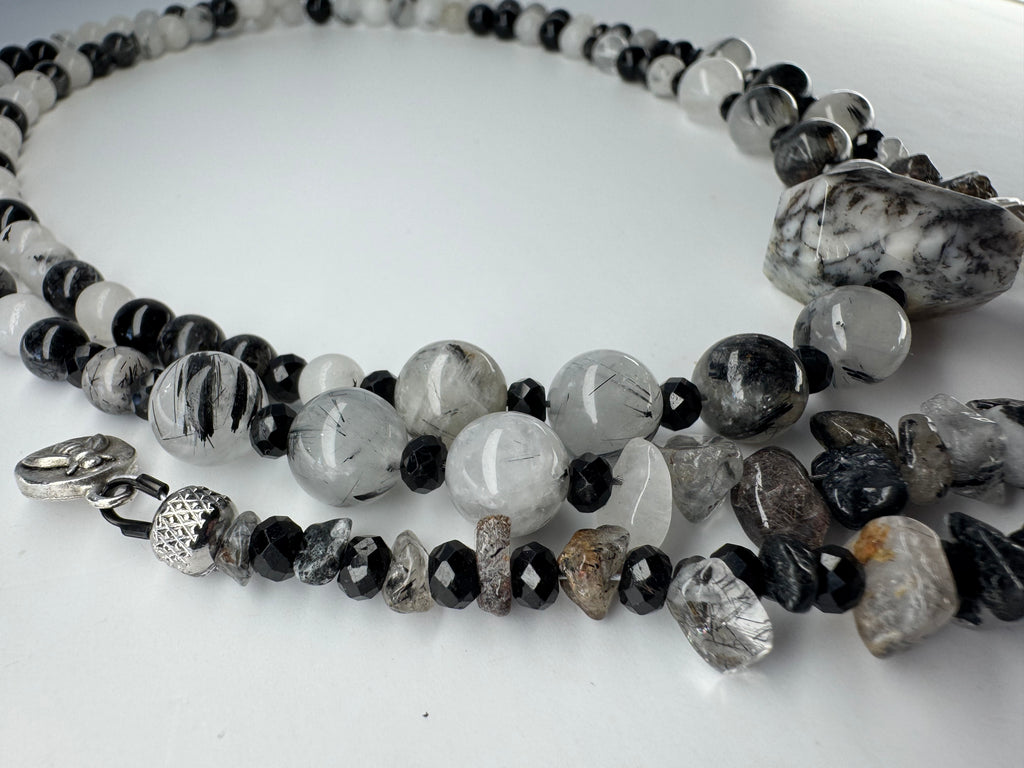 Tourmalinated Quartz, Black Tourmaline & Dendritic Agate