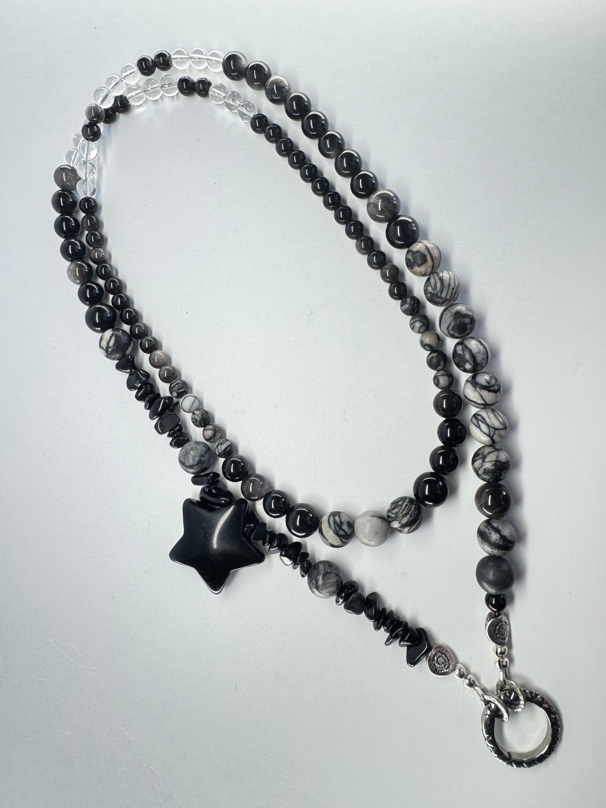 Spiderweb Jasper, Silver Sheen Obsidian - FREE BRACELET