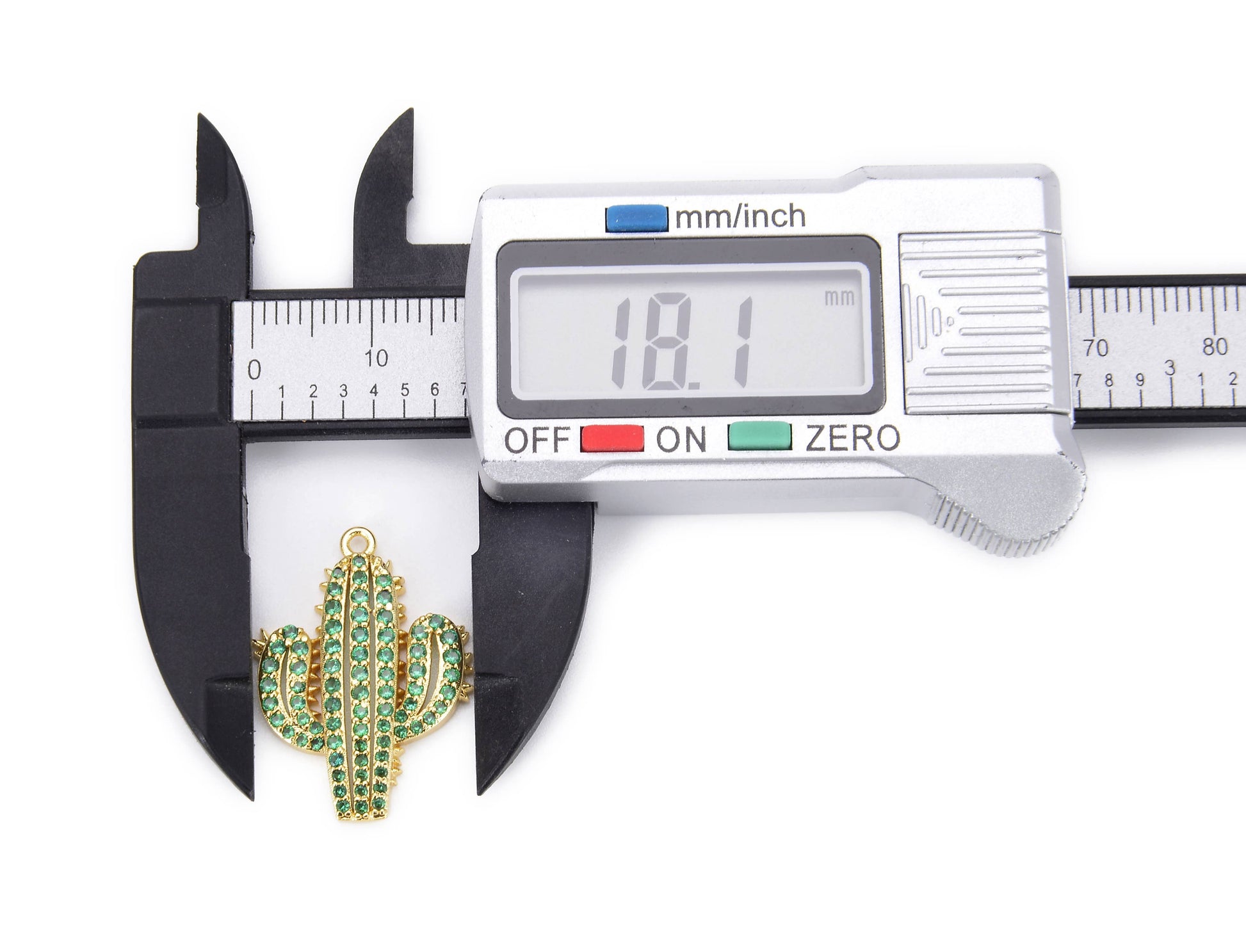 Gold Filled Cactus Desert Plant Charm CZ Micro Pave