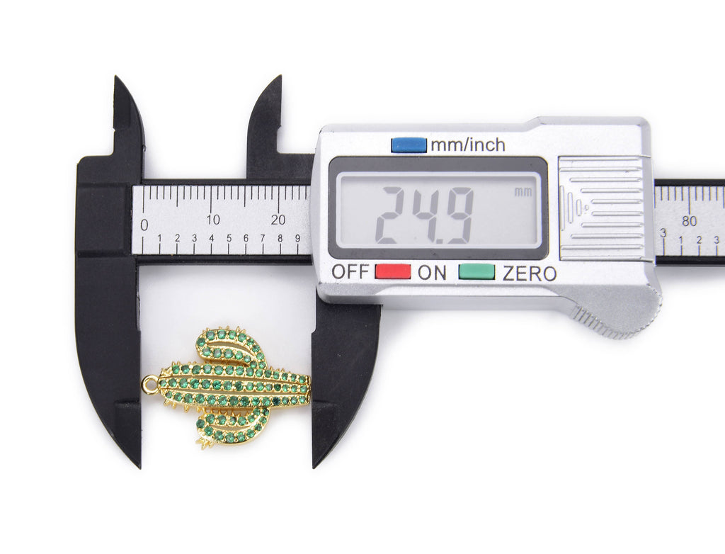 Gold Filled Cactus Desert Plant Charm CZ Micro Pave