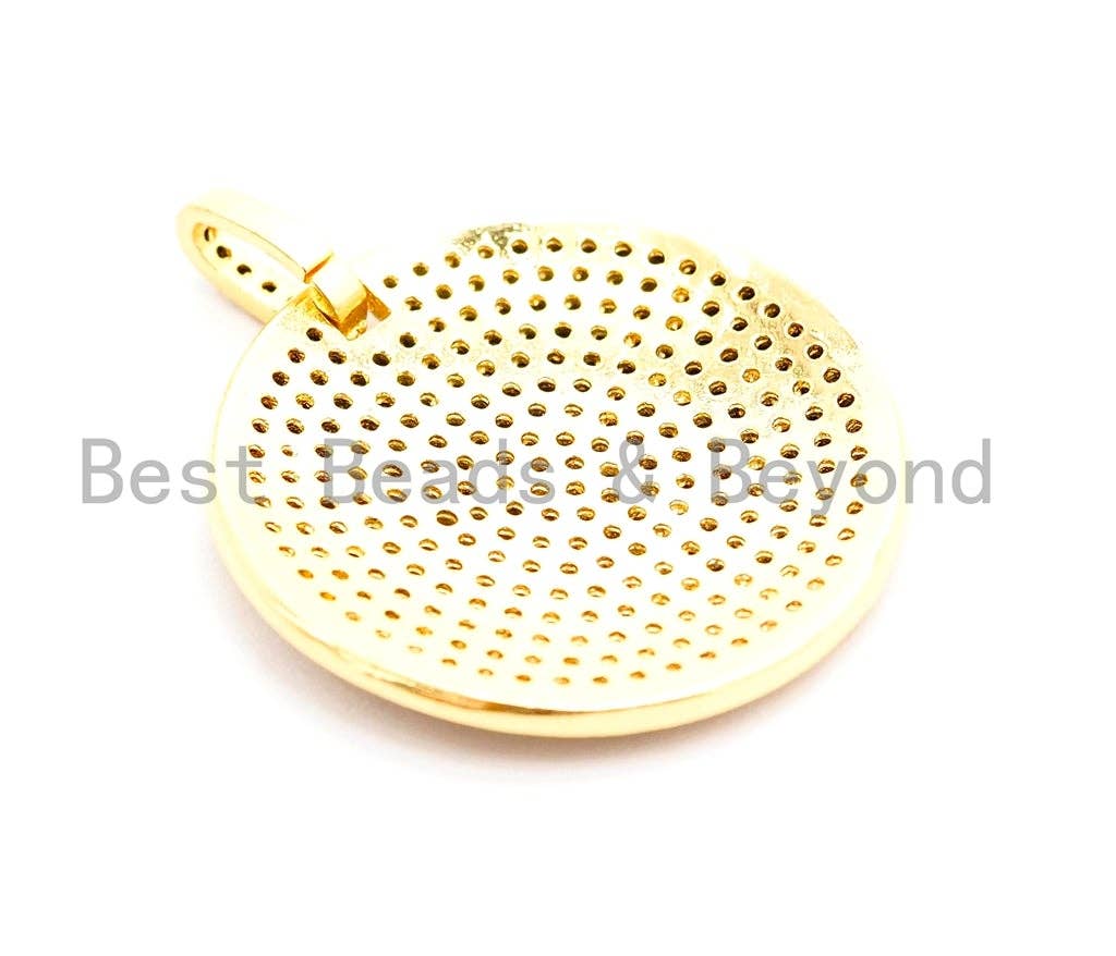 CZ Fully Micro Pave Large Disc Charm / Pendant