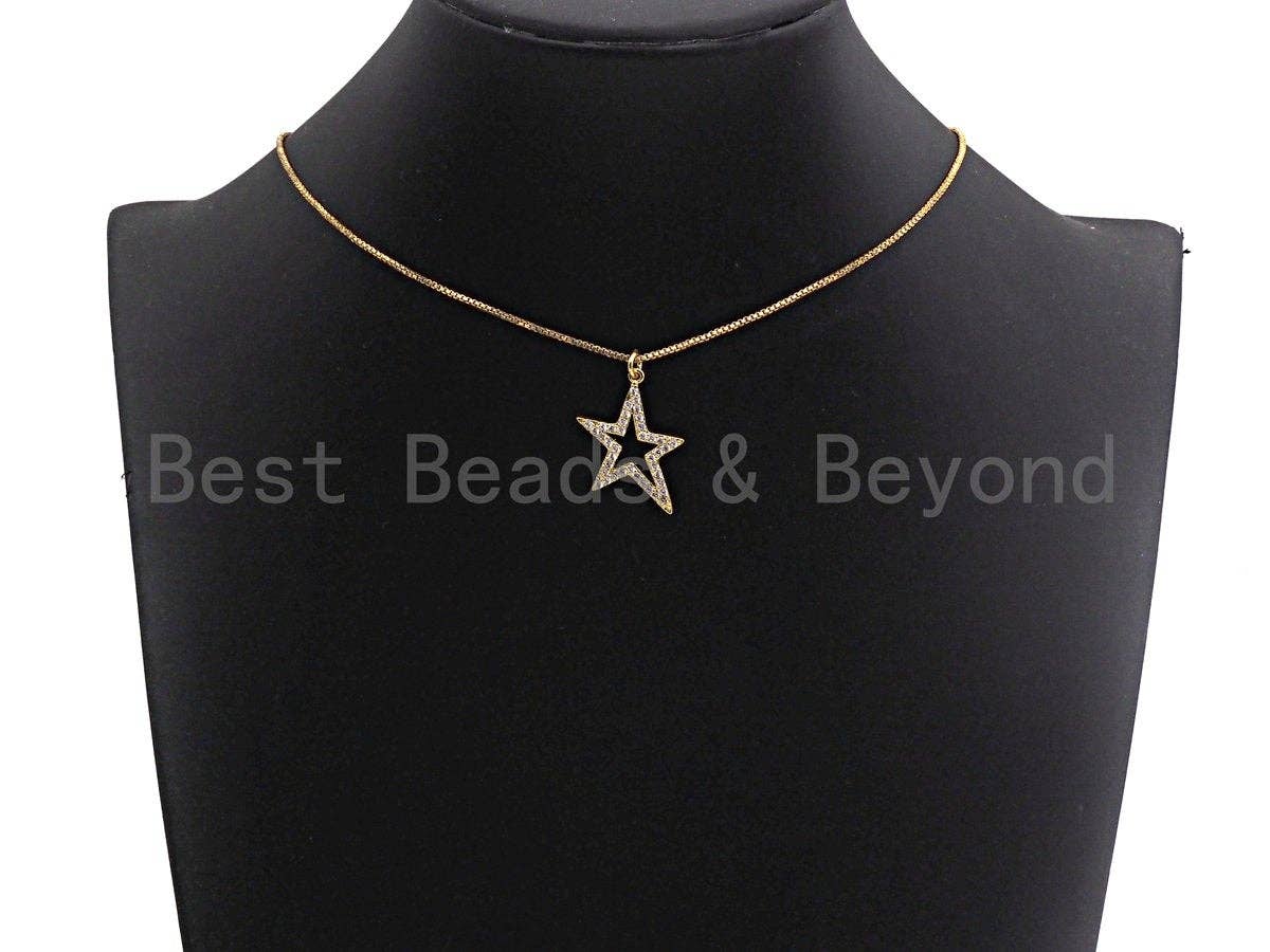 CZ Micro Pave Five Star Shape Charm - Pendant