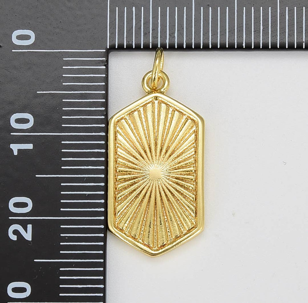 Hexagon Sunburst Geometric Gold Filled Charm Pendant