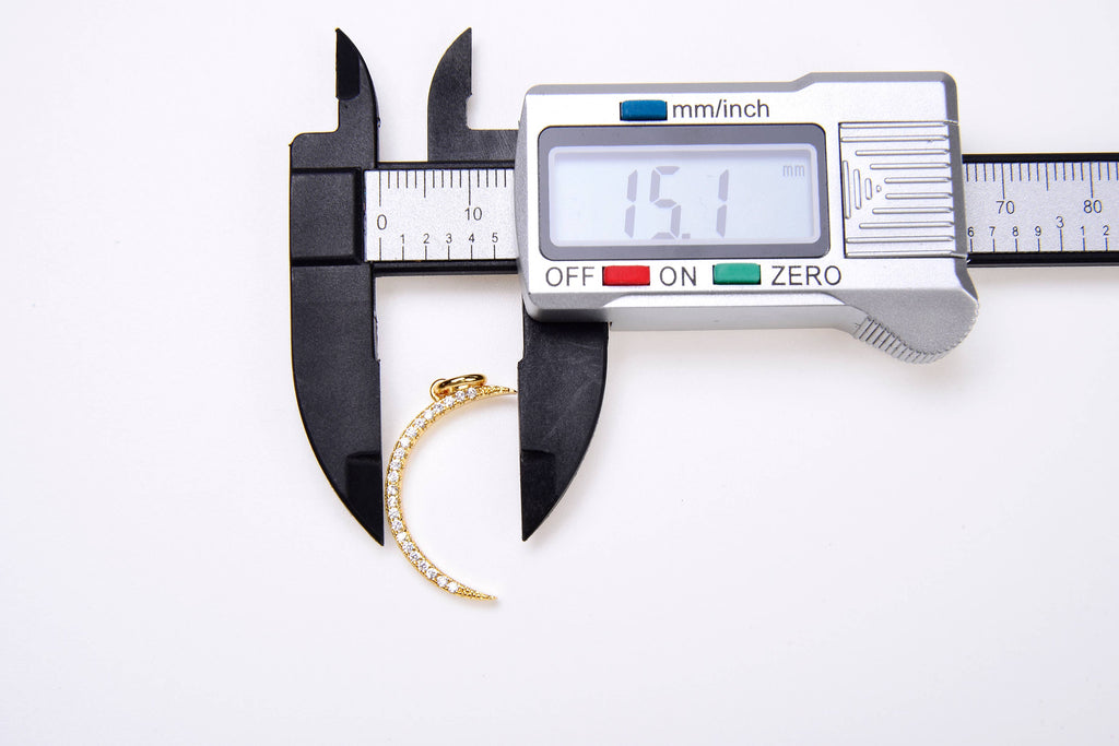 Gold Filled Crescent Moon Charm Pendant CZ Micro Pave