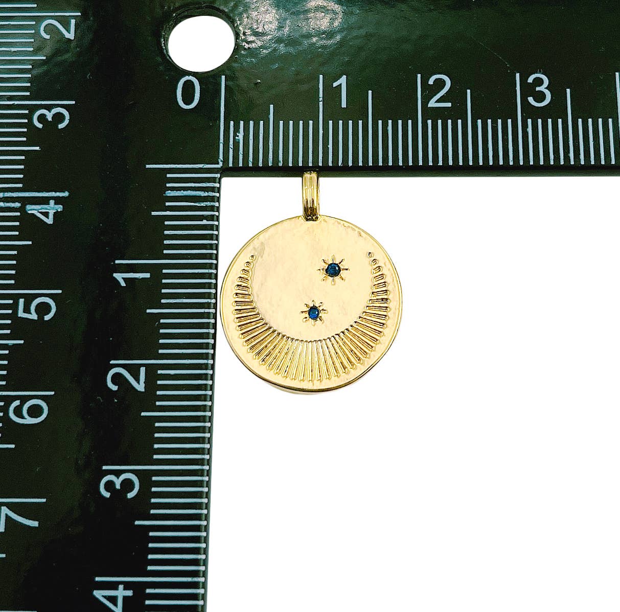 Gold Filled Crescent Moon Round Disc Charm