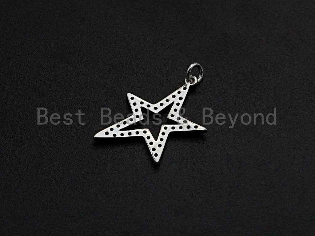 CZ Micro Pave Five Star Shape Charm - Pendant
