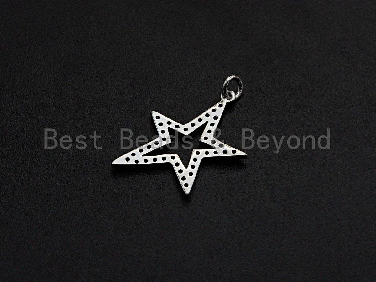 CZ Micro Pave Five Star Shape Charm - Pendant
