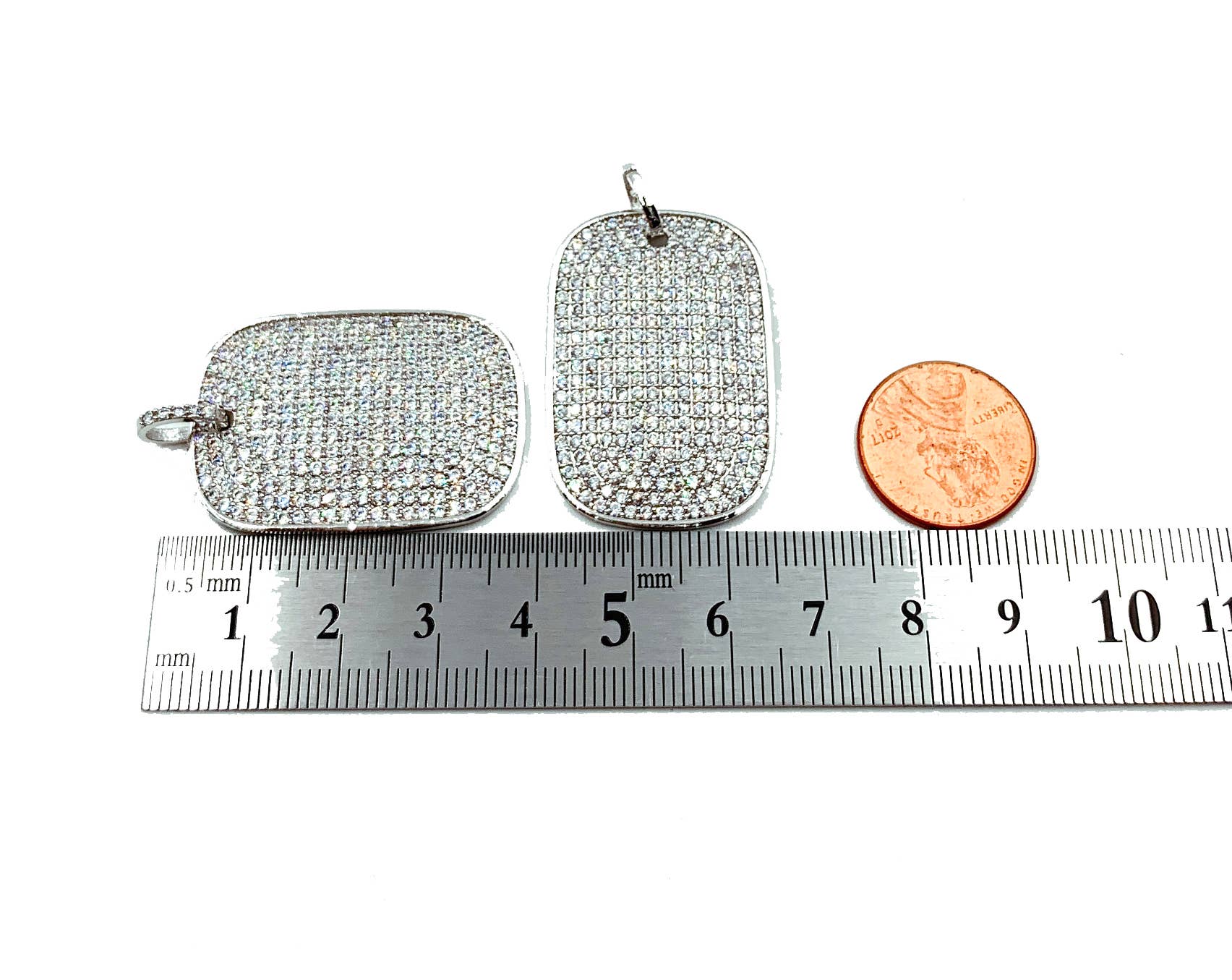 Gold Filled Rectangle Tag Charm Pendant CZ Micro Pave