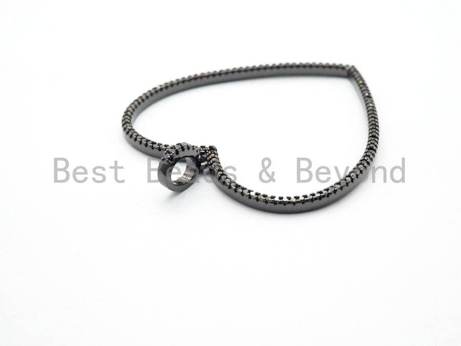 CZ Micro Pave Large Hollow out Open Heart Charm / Pendant