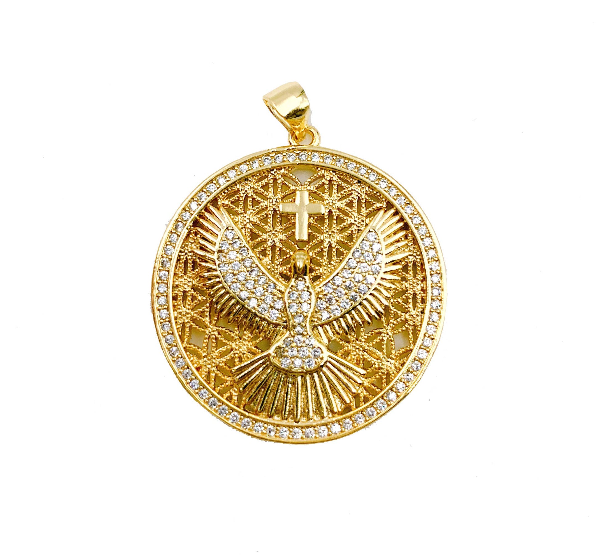 Dove Bird Charm-Pendant CZ