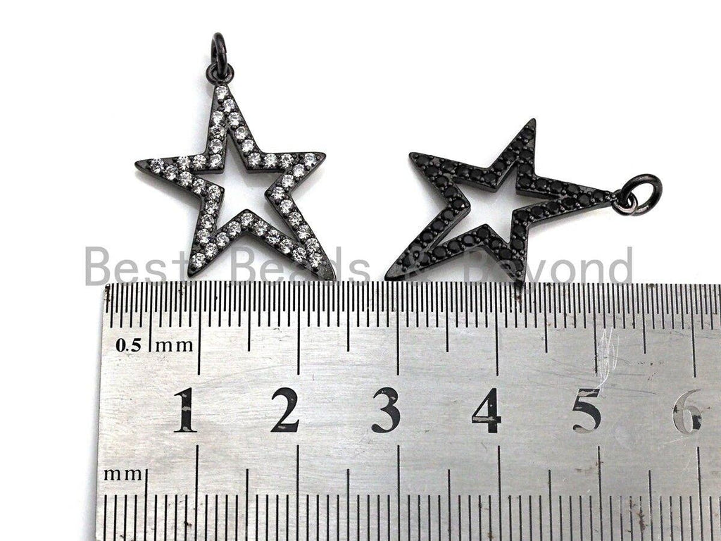 CZ Micro Pave Five Star Shape Charm - Pendant