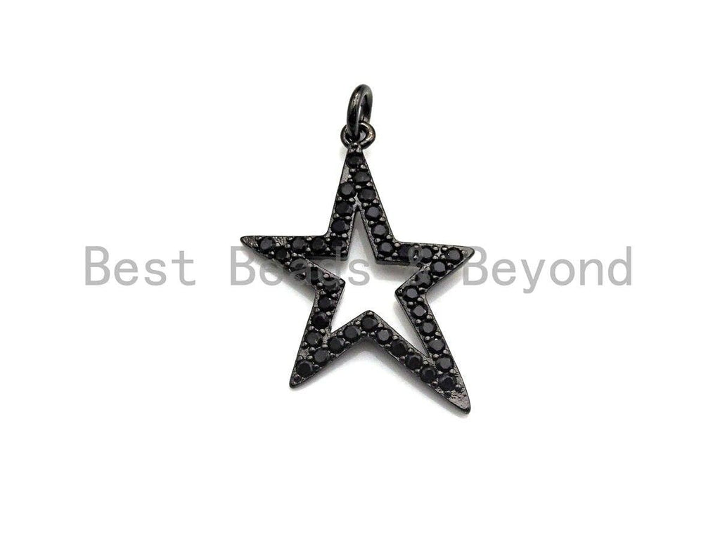 CZ Micro Pave Five Star Shape Charm - Pendant